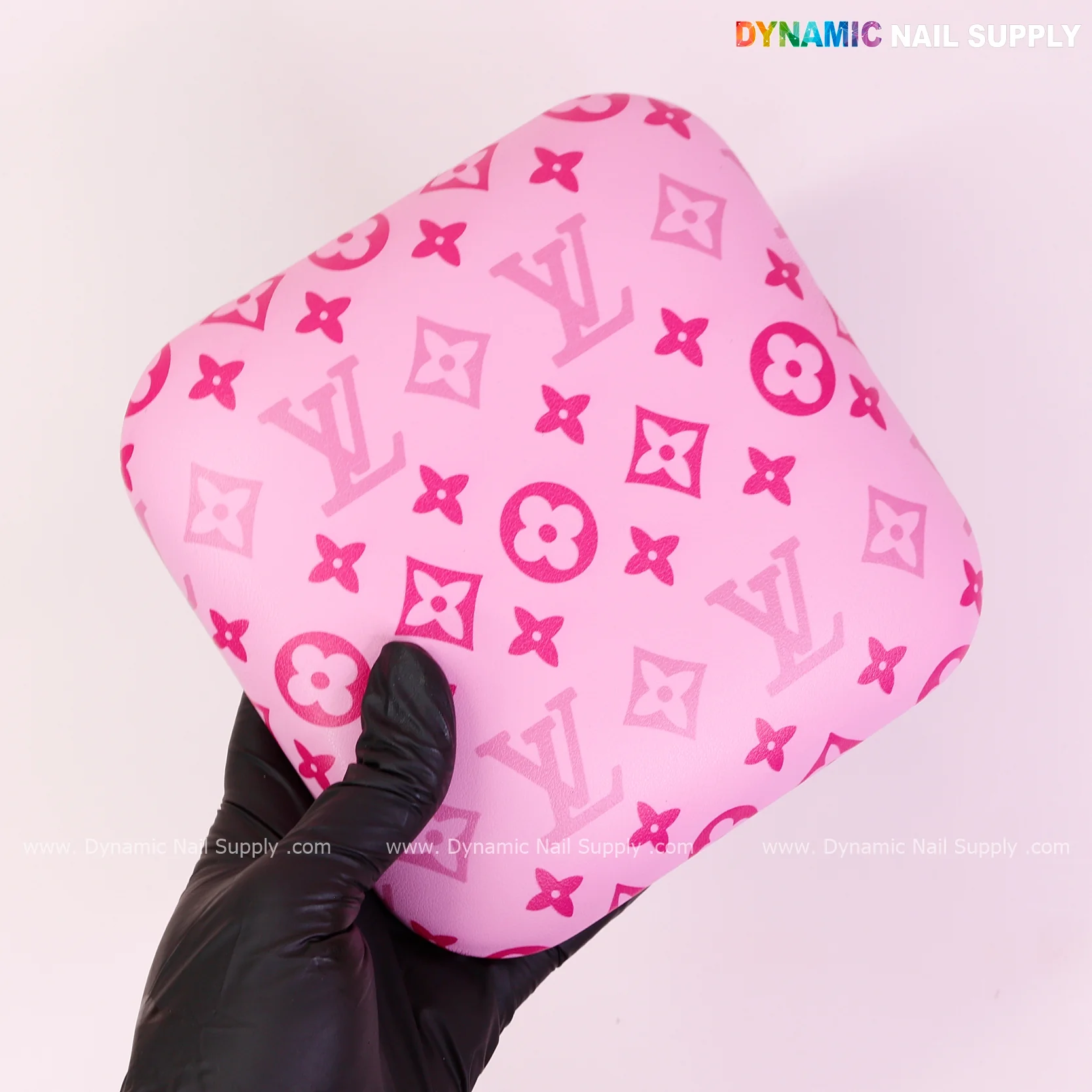 (Pink and Pink LV Smooth) Leather Elbow Cushion Pad Arm Rest Support for Manicure Nail Desk - Image 2