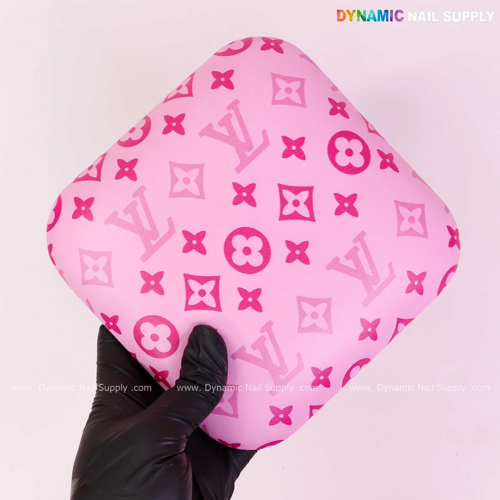 (Pink and Pink LV Smooth) Leather Elbow Cushion Pad Arm Rest Support for Manicure Nail Desk - Image 4