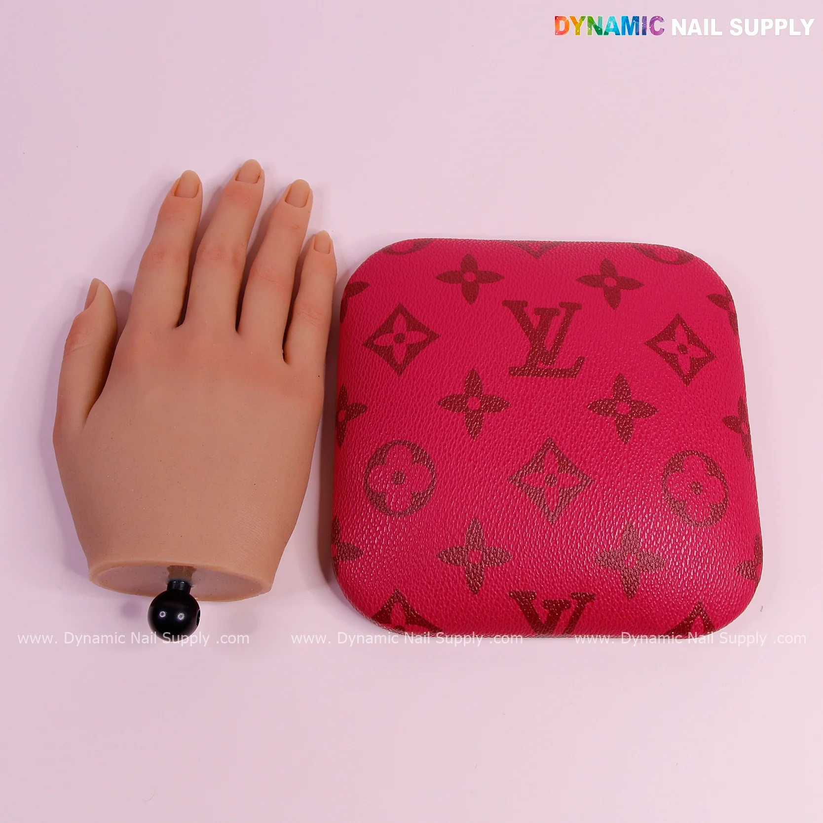 (Hot Pink & Brown LV - Grain) Elbow Pad for Nail Tech : Soft Pu Leather, Supportive, Built for Long Hours - Image 8