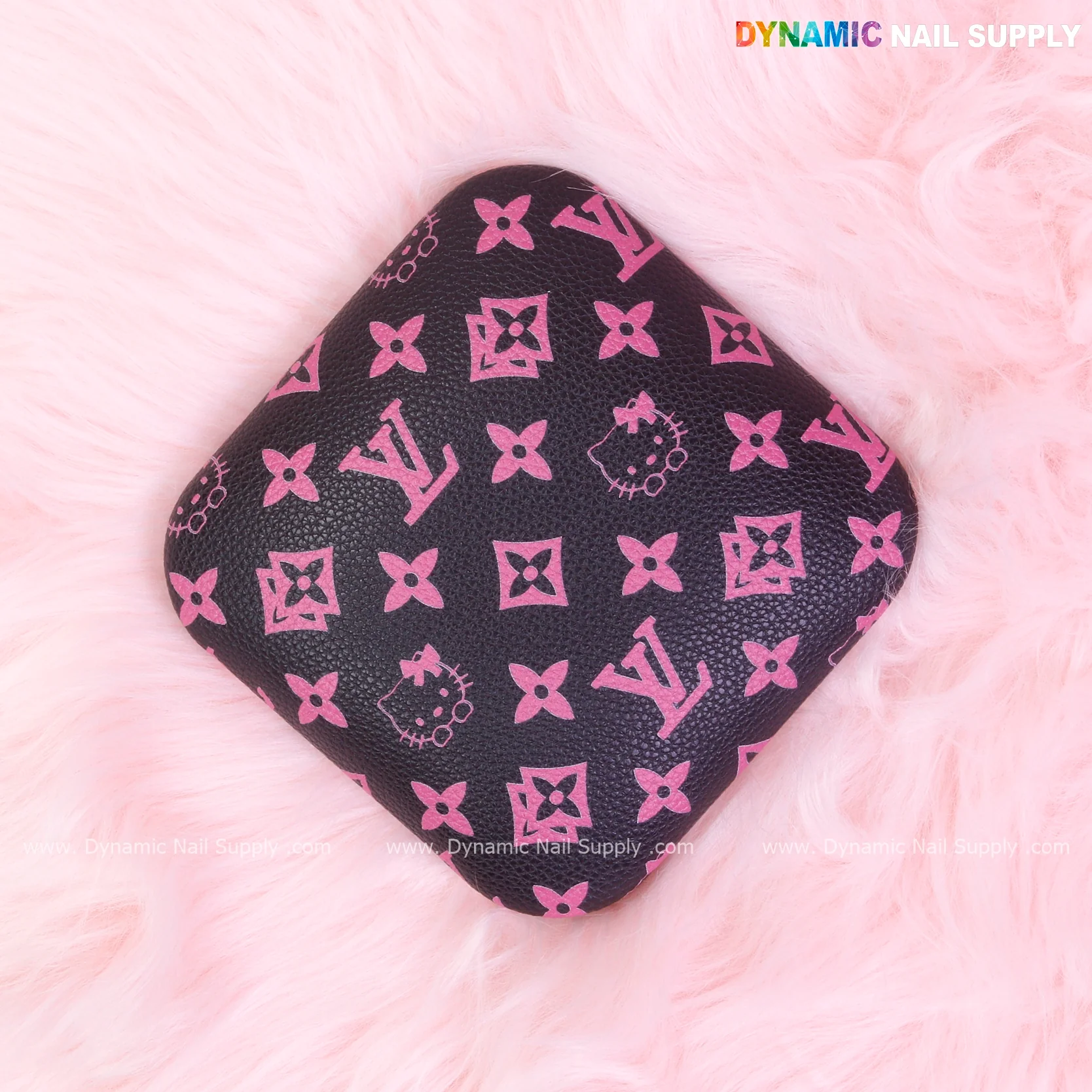 (Black Pink LV Kitty Grain) Leather Elbow Cushion Pad Arm Rest Support for Manicure Nail Desk - Image 3