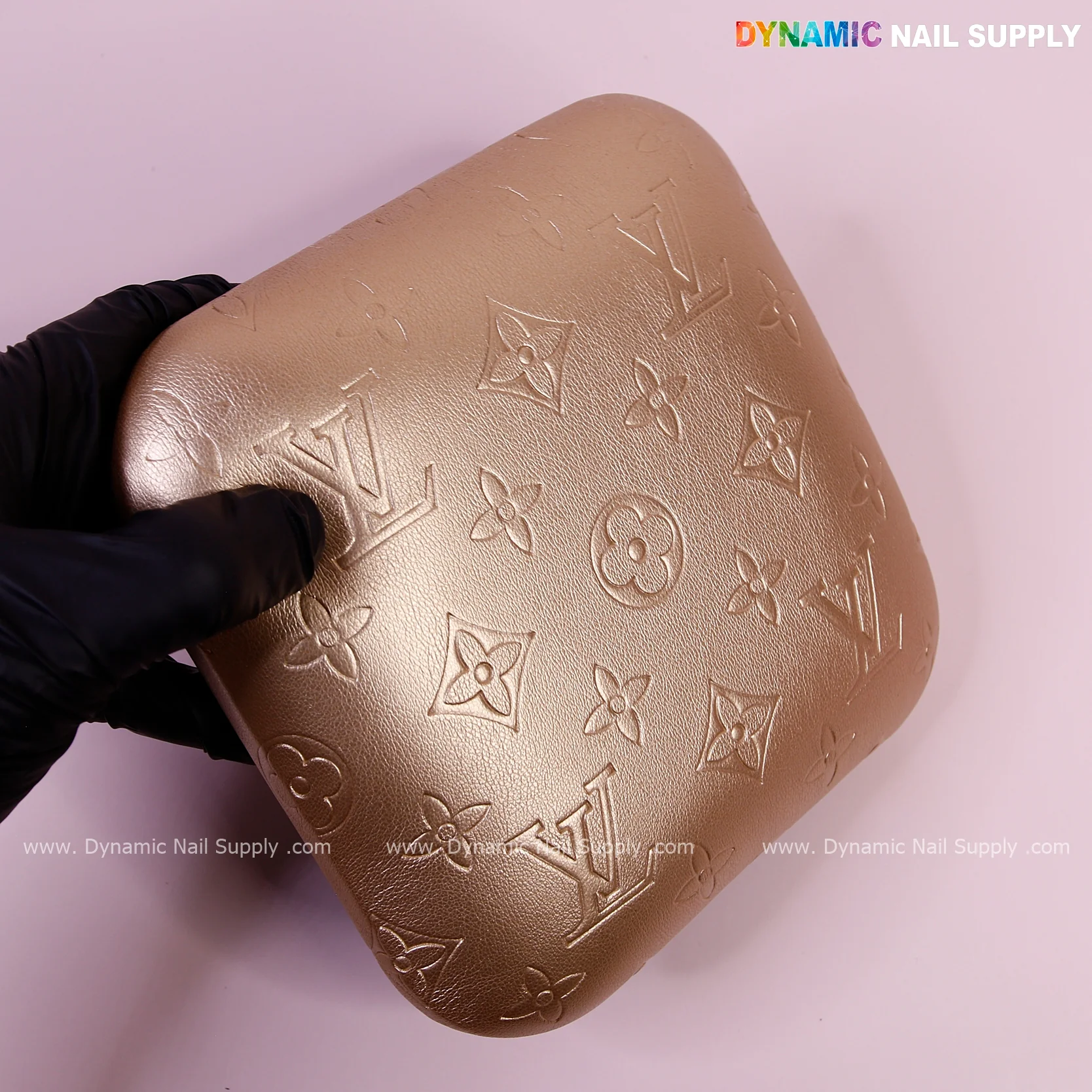(Metallic Gold LV Engrave) Elbow Rest Pillow for Nail Tech : Soft Pu Leather, Supportive, Built for Long Hours - Image 3