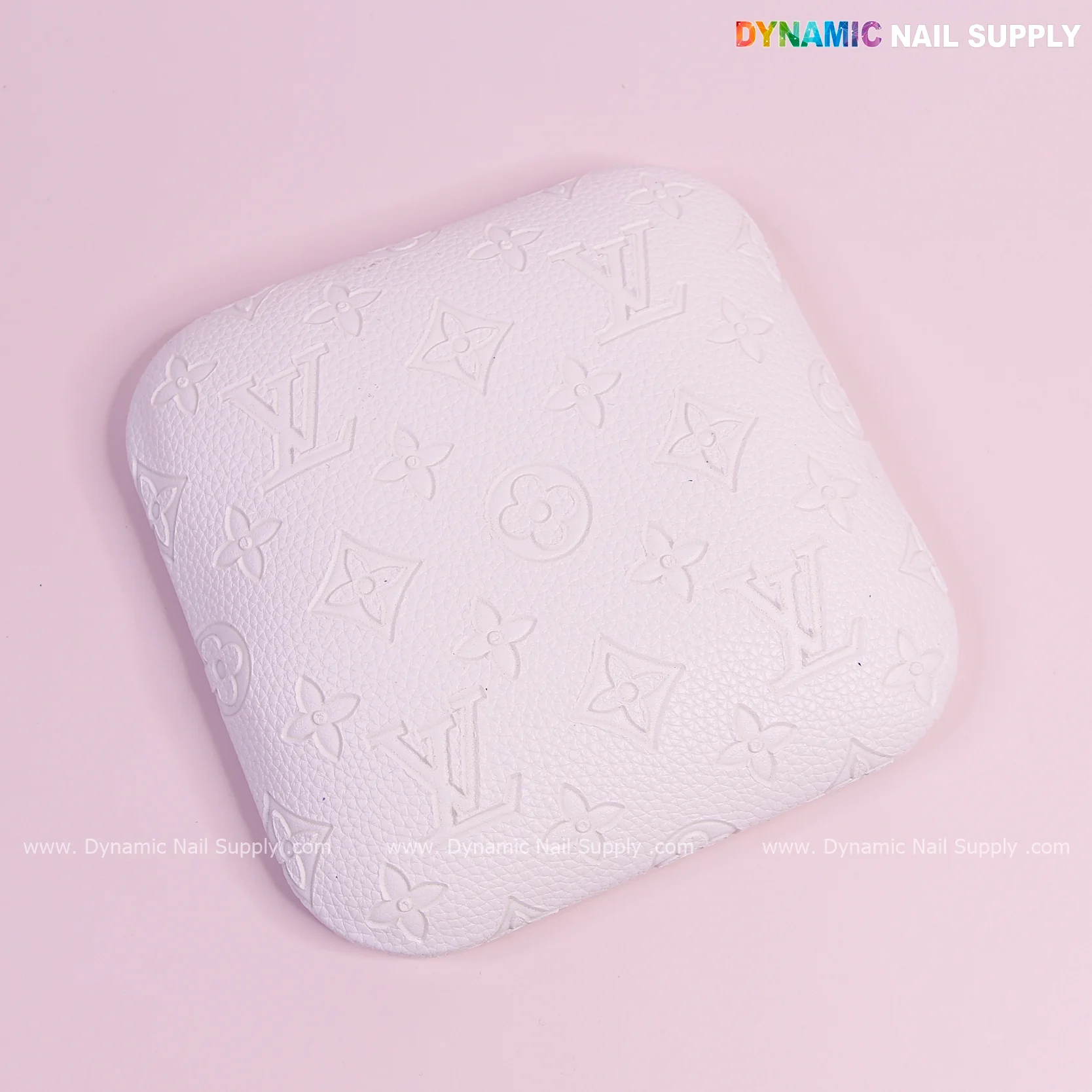 (White LV Engrave - Grain) Elbow Rest Pad for Nail Tech : PU Leather, Built for Long Hours Usage - Image 13