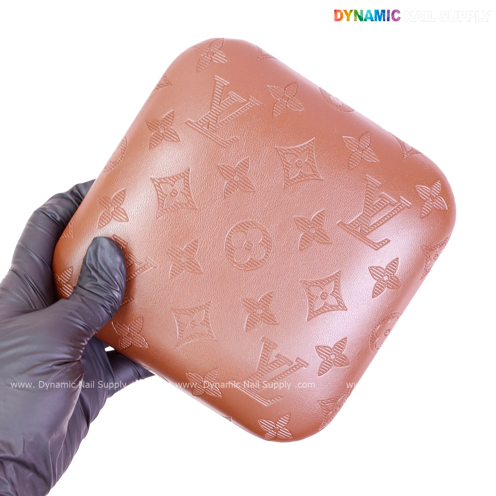 (Chocolate LV Engraved - Stripes Line logo) Elbow Pillow Pad for Nail Tech : Soft Pu Leather, Supportive, Built for Long Hours Usage - Image 2