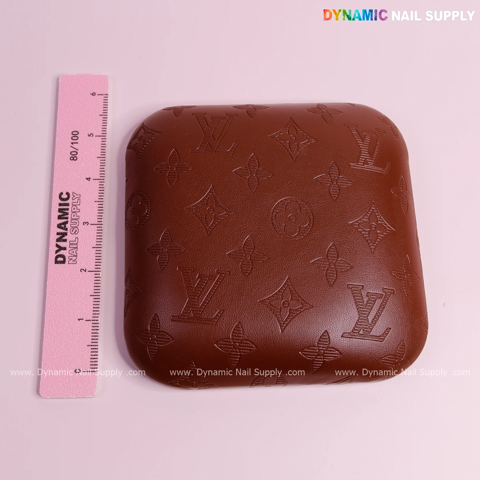 (Chocolate LV Engraved - Stripes Line logo) Elbow Pillow Pad for Nail Tech : Soft Pu Leather, Supportive, Built for Long Hours Usage - Image 9