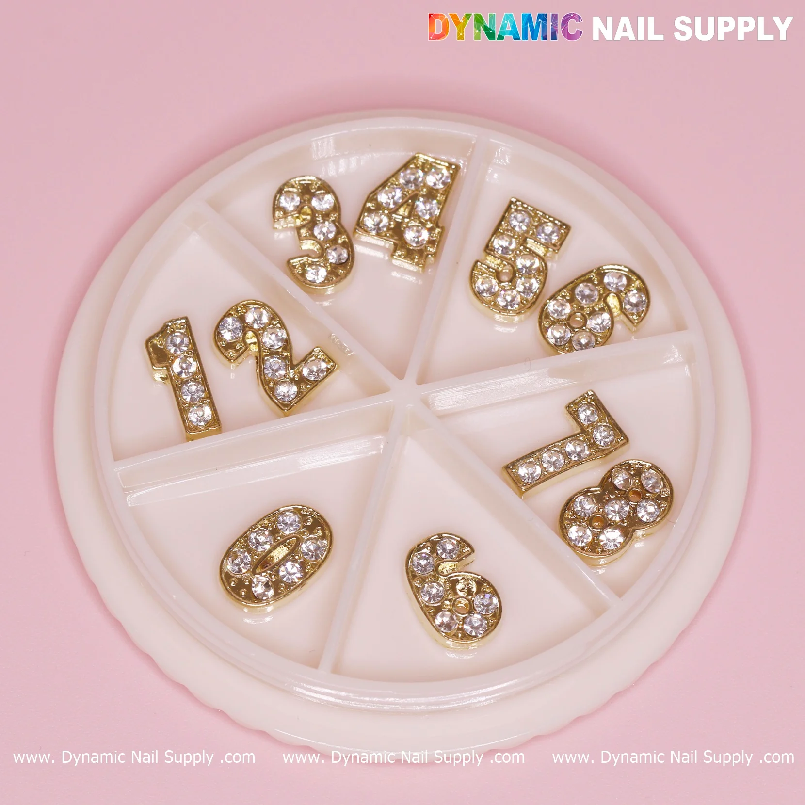 10 pcs Gold 3D Number Charm with Rhinestone (0 to 9) - Image 2