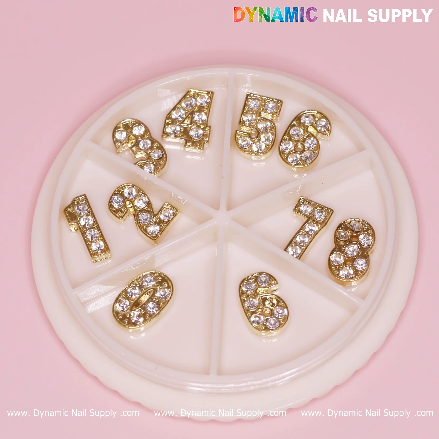 10 pcs Gold 3D Number Charm with Rhinestone (0 to 9) - Image 3