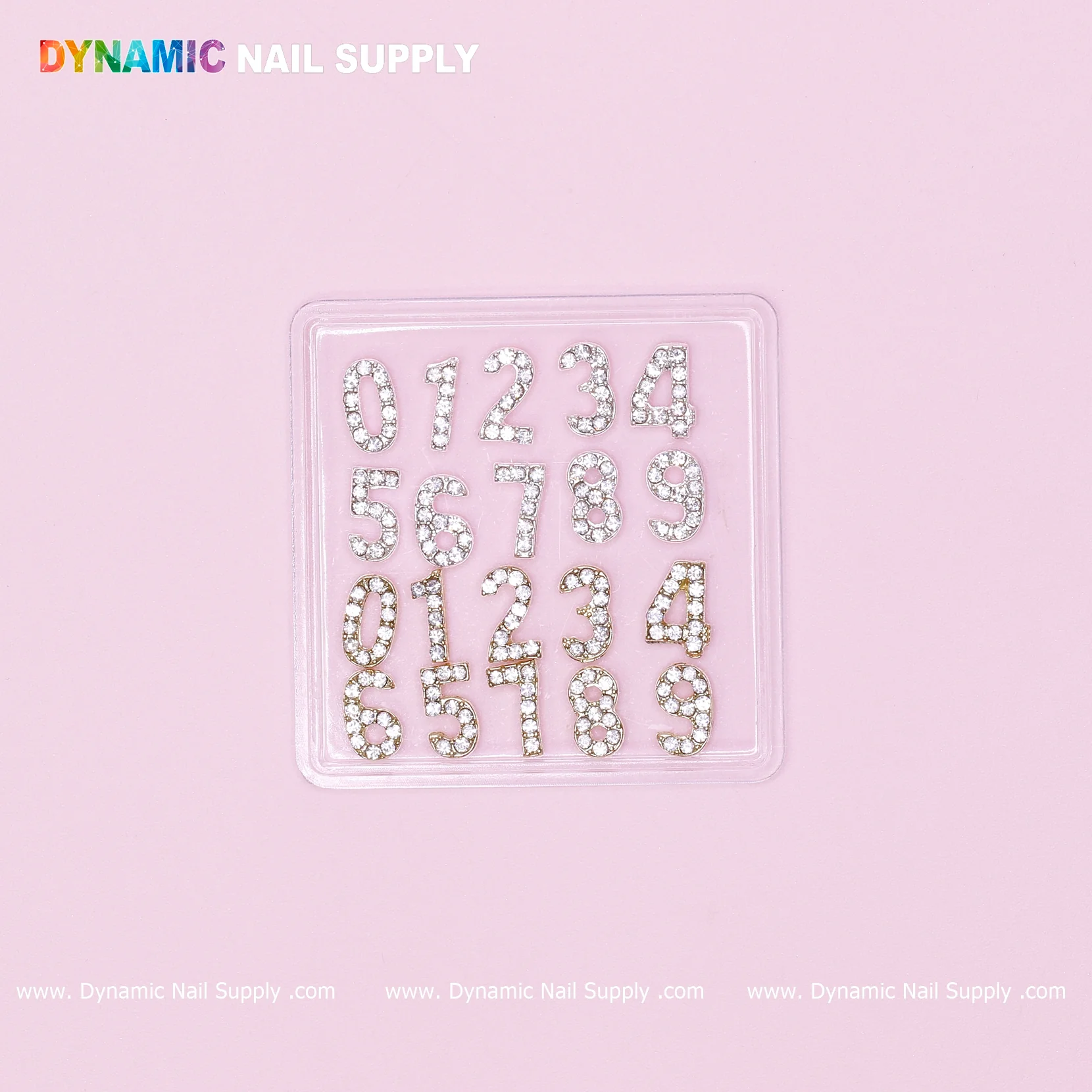 20 pcs Gold and Silver 3D Number Charm with Rhinestone (0 to 9) - Image 2