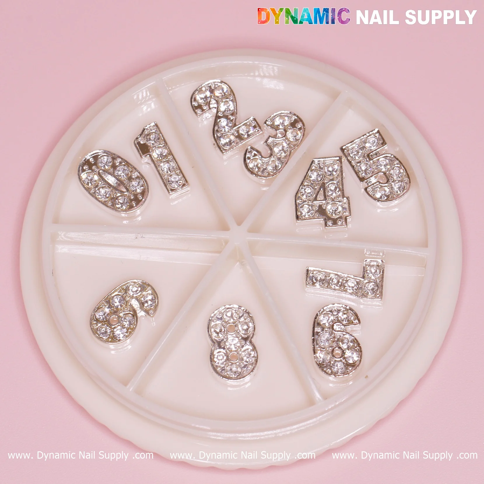 10 pcs Silver 3D Number Charm with Rhinestone (0 to 9) - Image 2