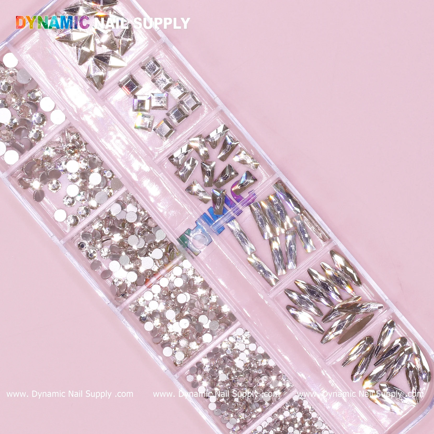 Sparkling Clear White Mini Multiple Shapes Nail Rhinestones (180 pcs) - Image 5