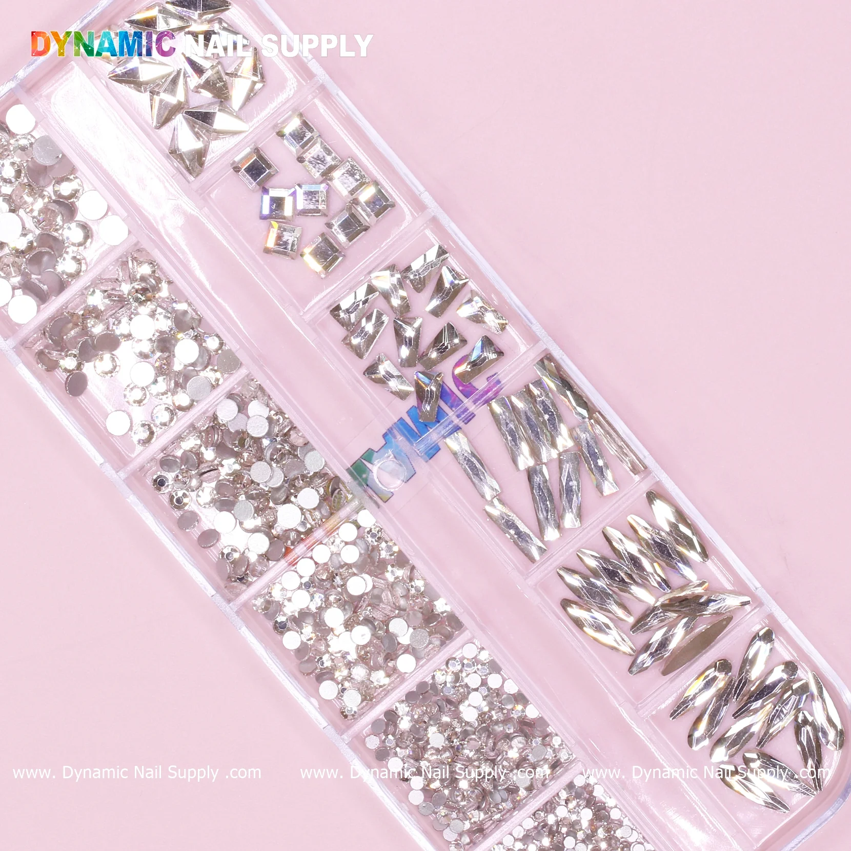 Sparkling Clear White Mini Multiple Shapes Nail Rhinestones (180 pcs) - Image 6