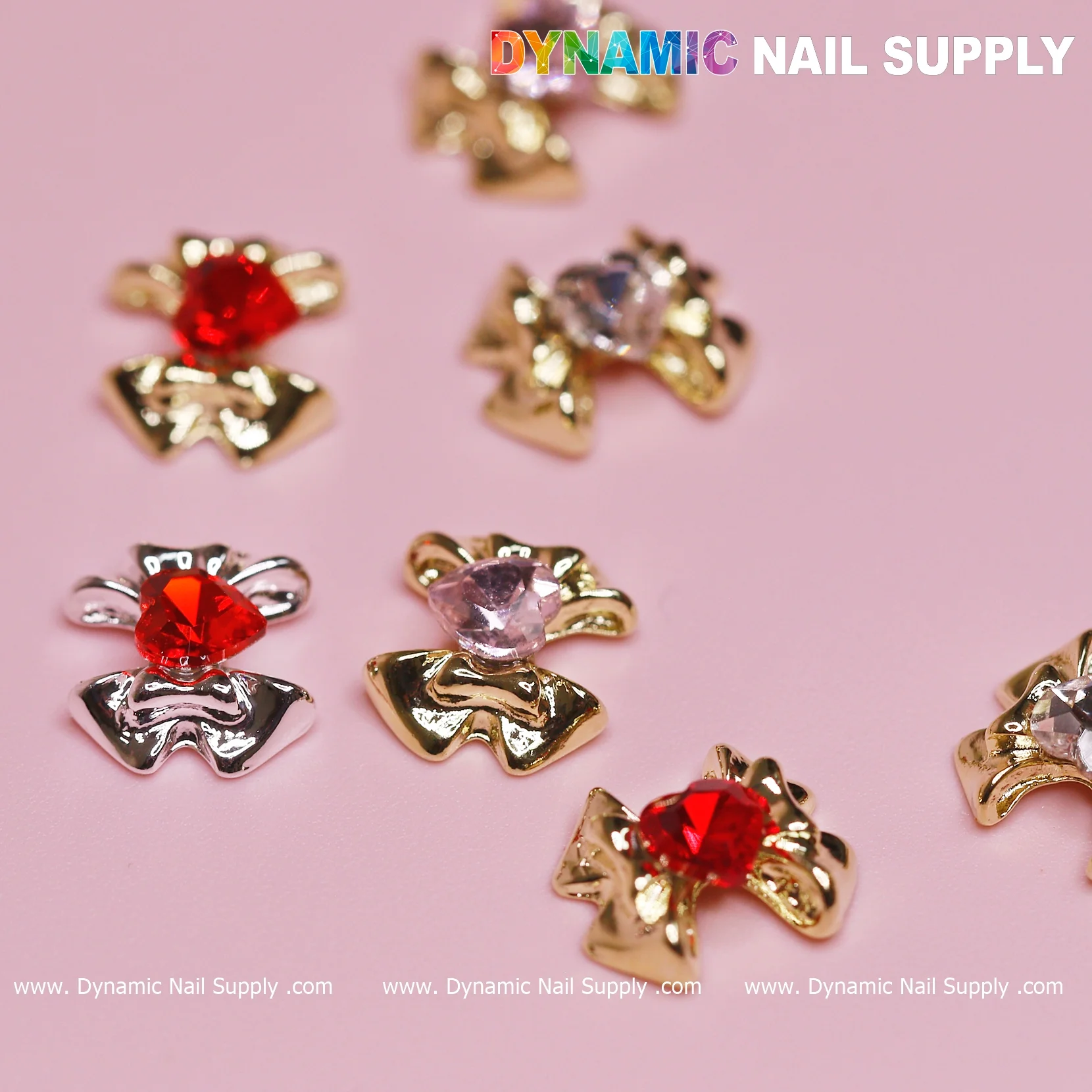 12 pcs Luxury 3D Bow Charms engraved Heart Rhinestones for Valentines Nail Designs - Image 7