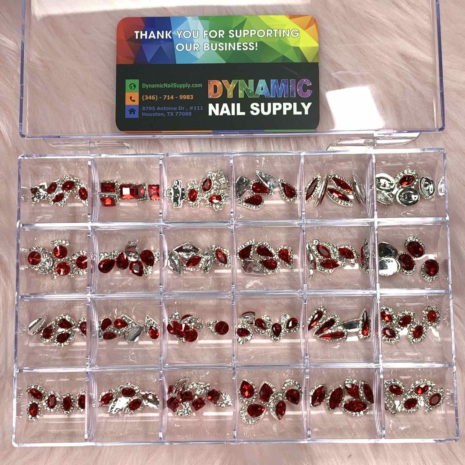 120 pcs Red Nail Charms set with Red Gems for Nails art design and decoration - Image 3