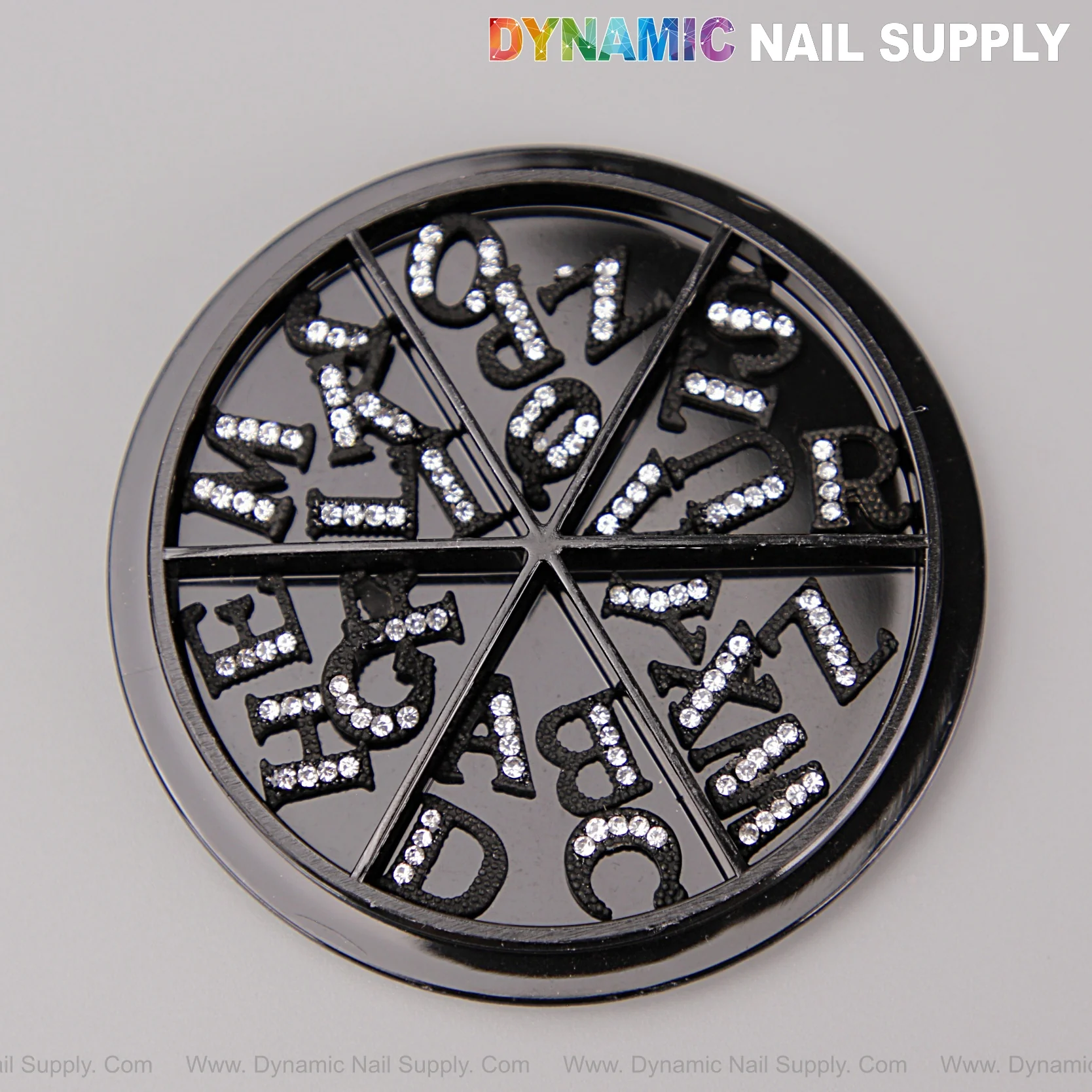 26pcs Black with Silver Rhinestone Letter Initial Nail Charms Alphabet A to Z Letters