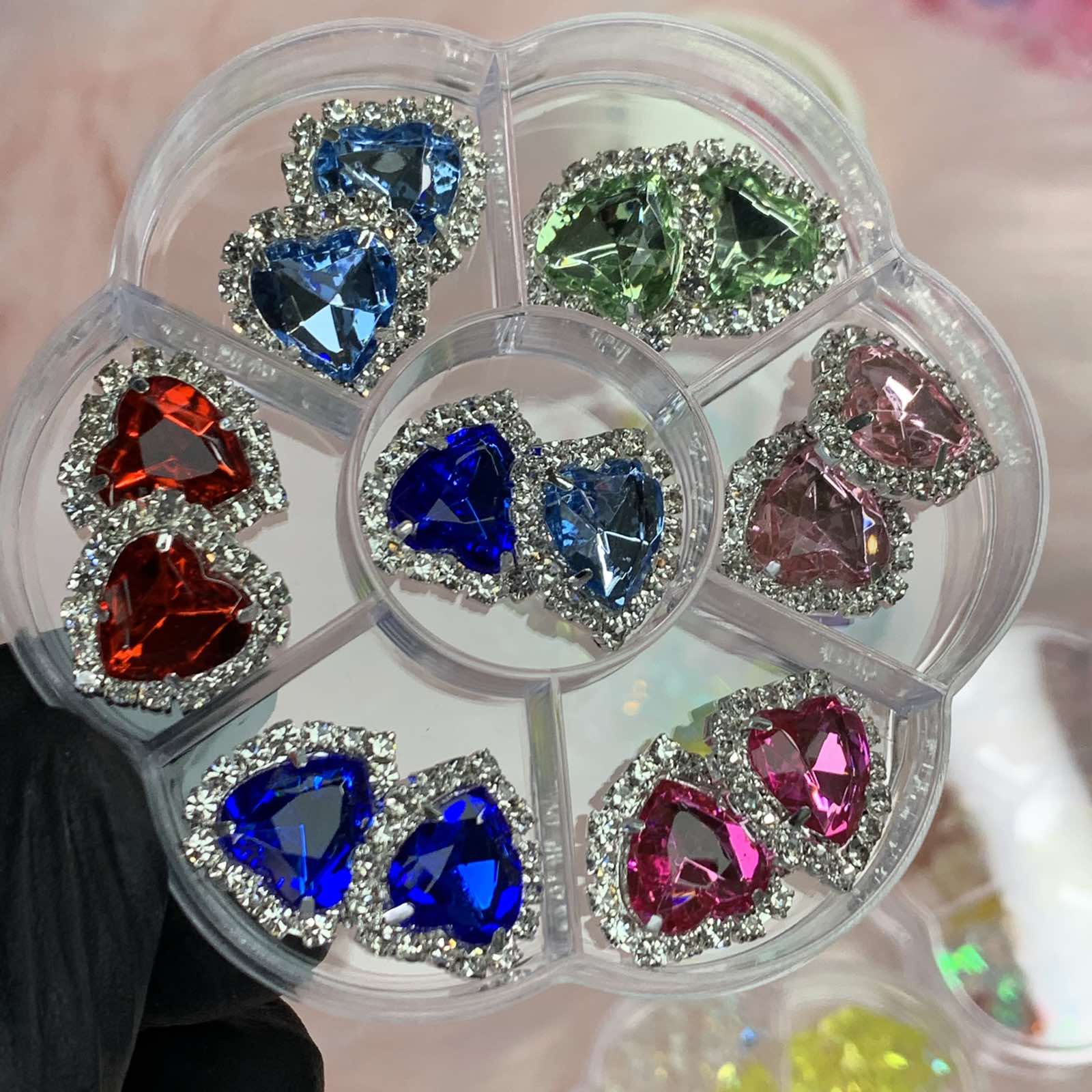 14 pcs Heart Shaped Rhinestone Charms for Nails Art Designer - Image 5