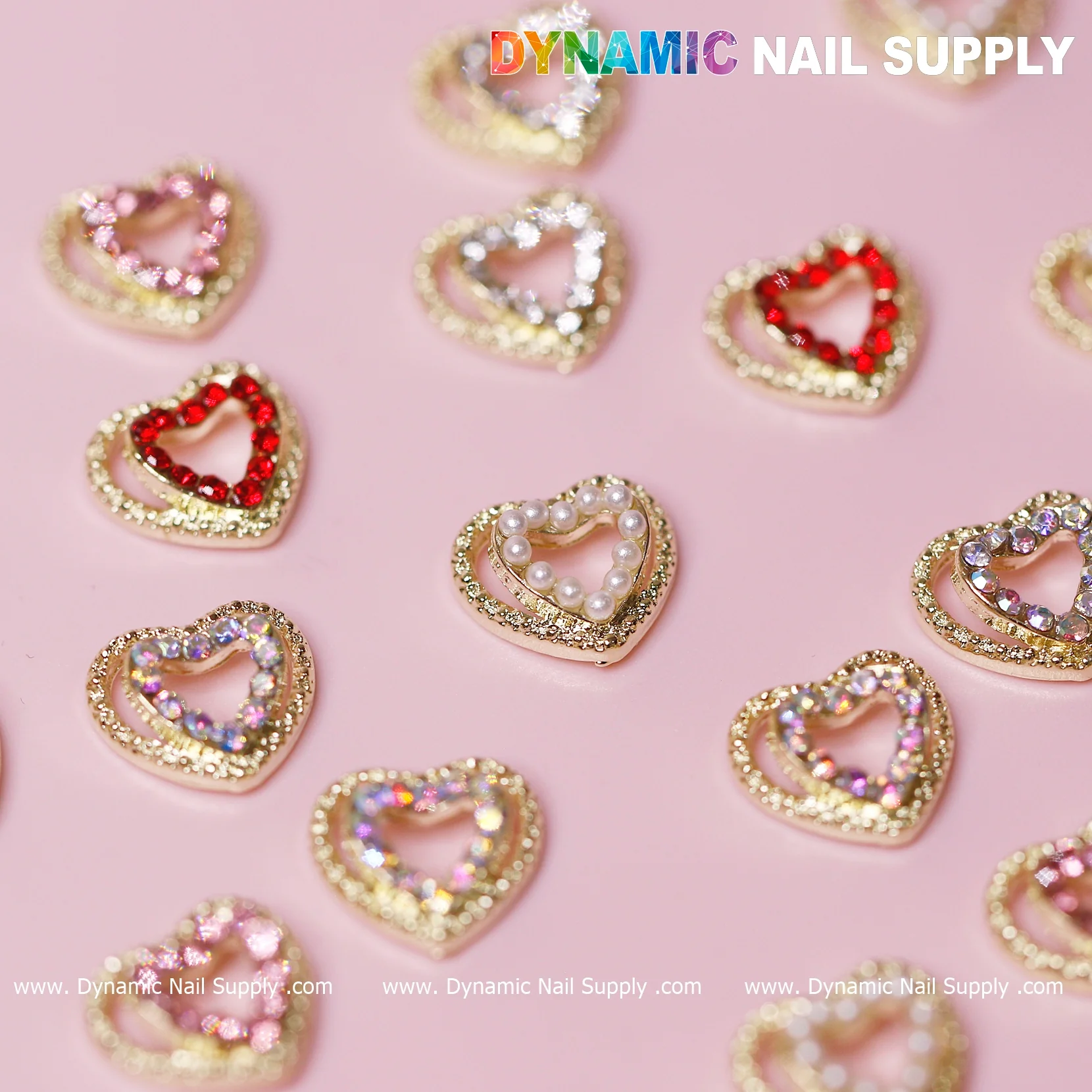 20 pcs Heart Charm for Valentine Nails Design (Rhinestones Border Edge) - Image 2