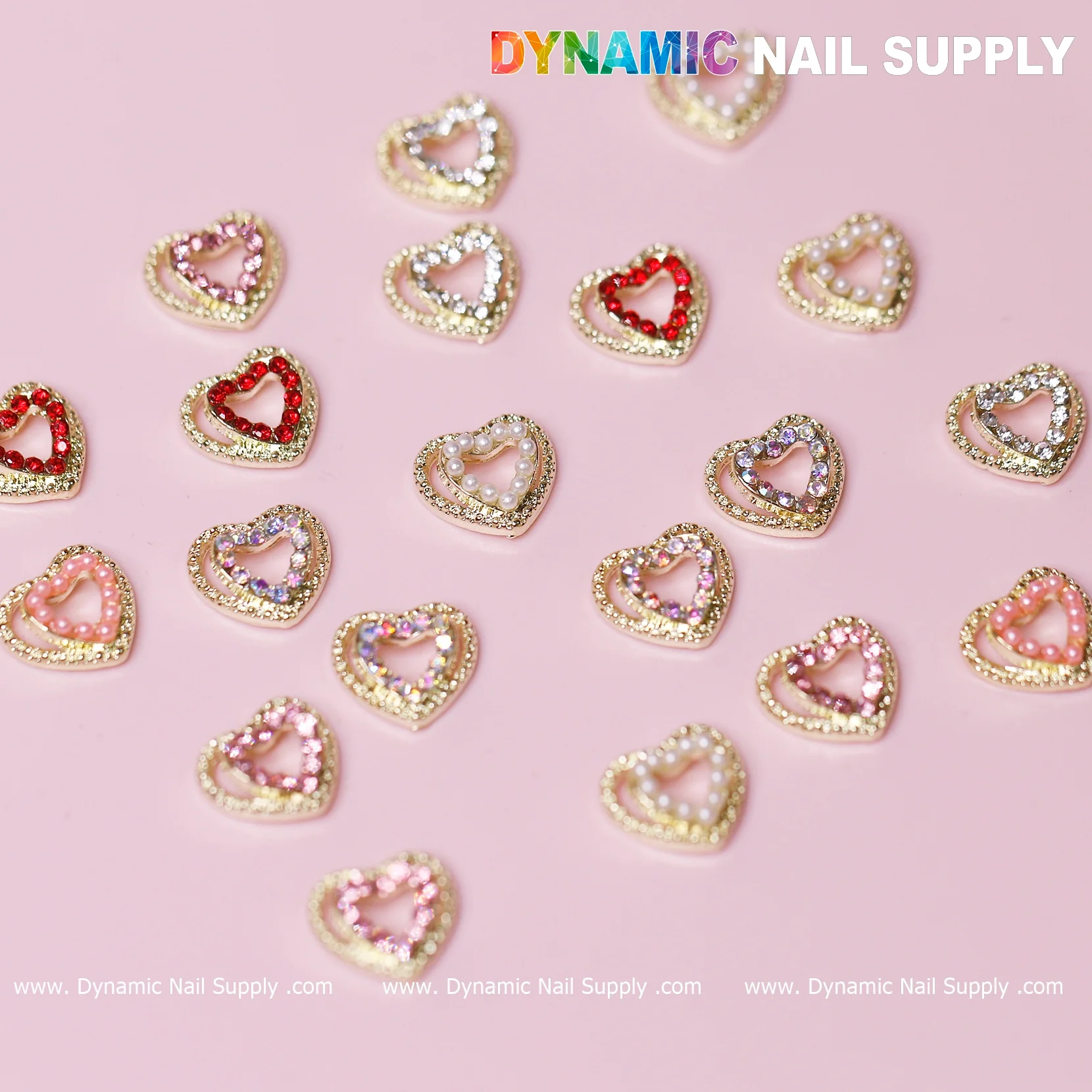 20 pcs Heart Charm for Valentine Nails Design (Rhinestones Border Edge) - Image 5