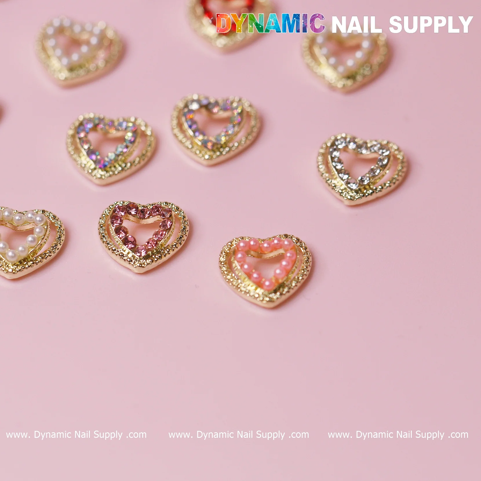 20 pcs Heart Charm for Valentine Nails Design (Rhinestones Border Edge) - Image 9