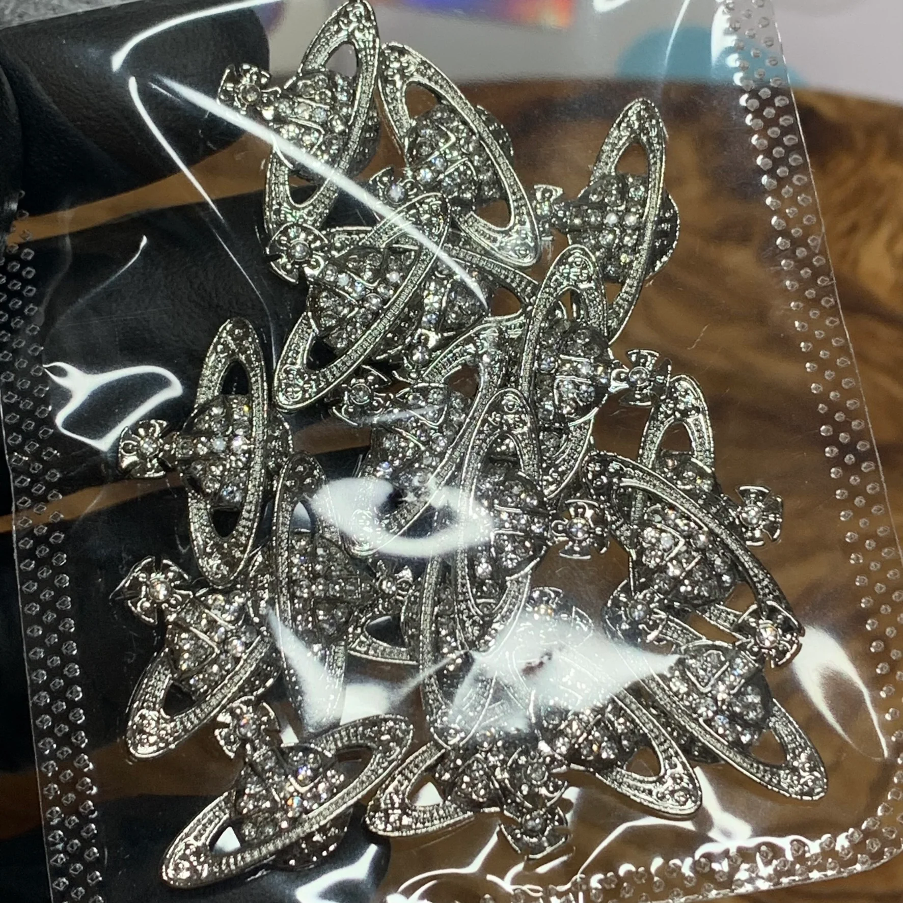 20 pcs Planet Charm for Nails art designer (Silver Crystal rhinestone engraved) - Image 4
