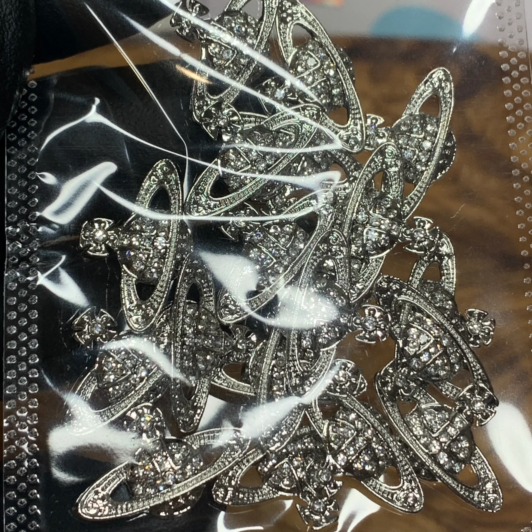 20 pcs Planet Charm for Nails art designer (Silver Crystal rhinestone engraved) - Image 5