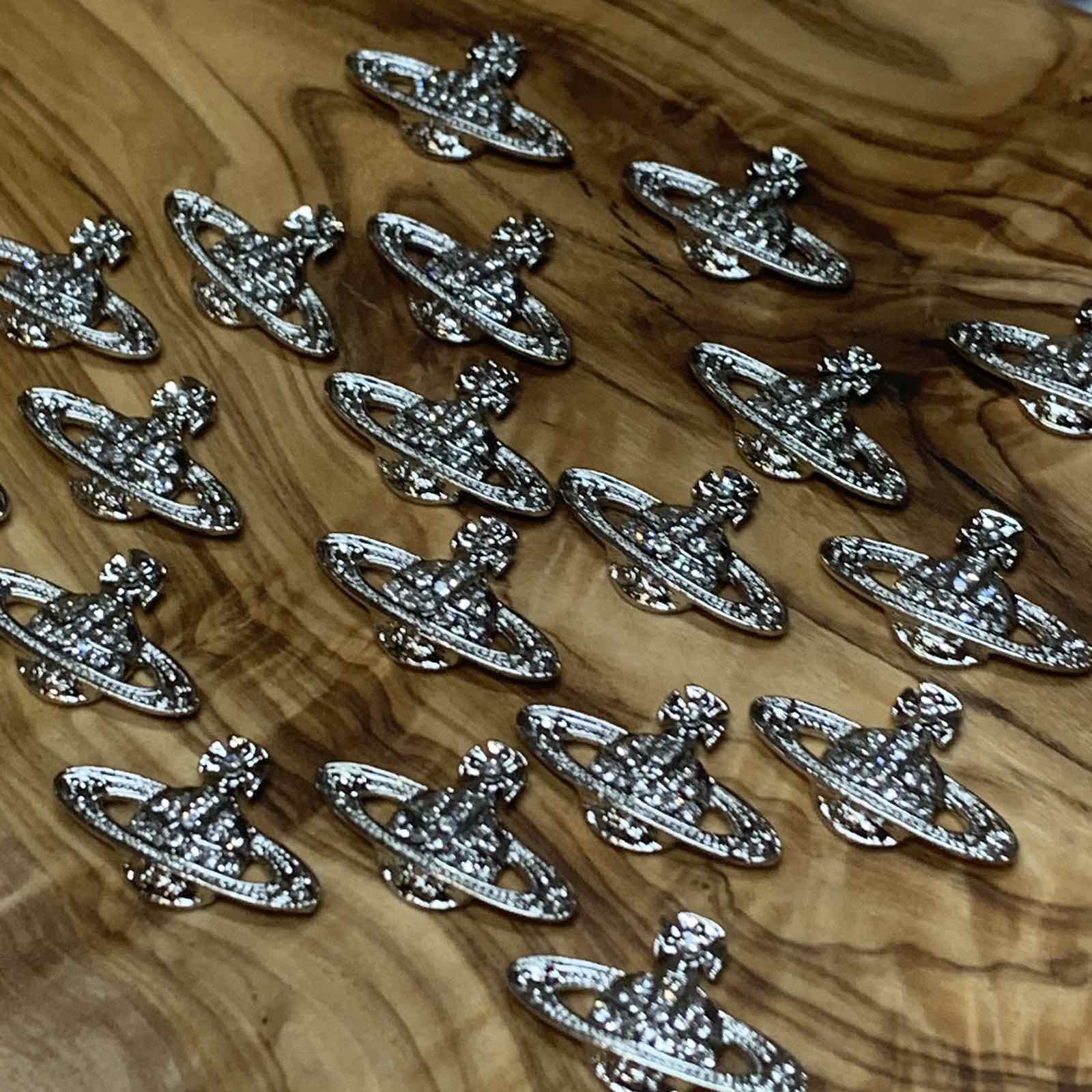 20 pcs Planet Charm for Nails art designer (Silver Crystal rhinestone engraved) - Image 8