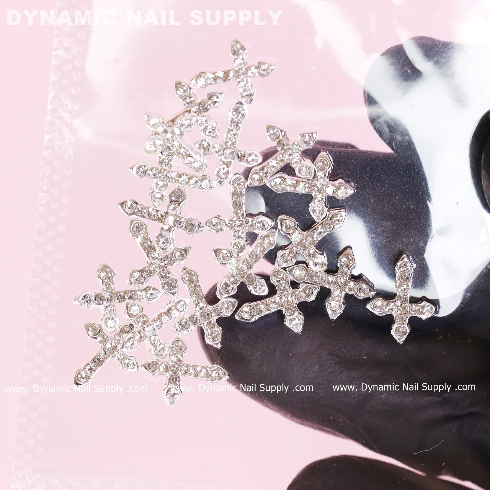 20 pcs Platinum Silver Crosses Charm (small with rhinestones) for Nails Art Design - Image 4