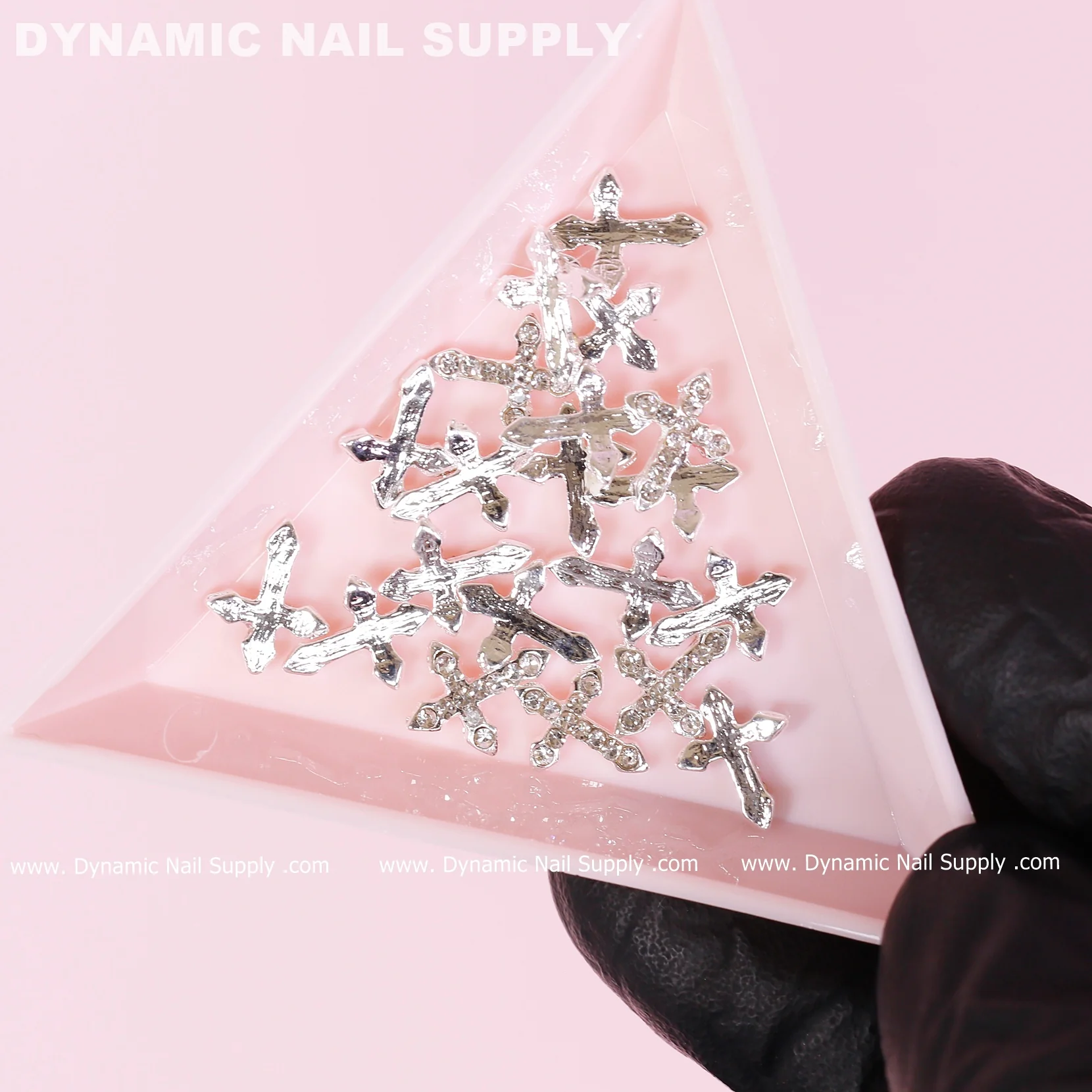 20 pcs Platinum Silver Crosses Charm (small with rhinestones) for Nails Art Design - Image 5