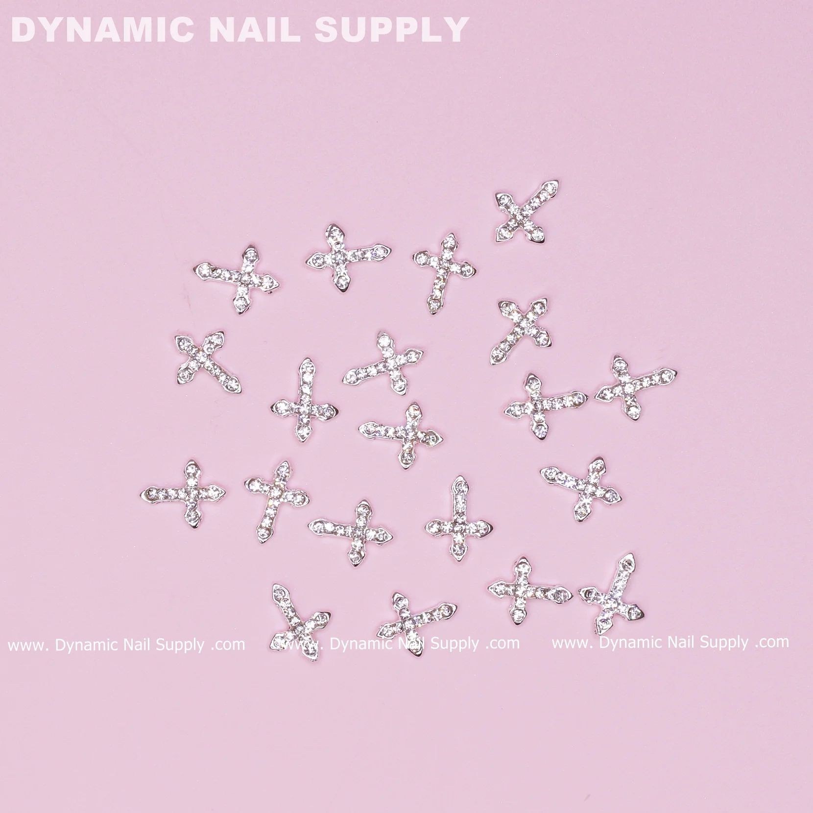 20 pcs Platinum Silver Crosses Charm (small with rhinestones) for Nails Art Design - Image 7