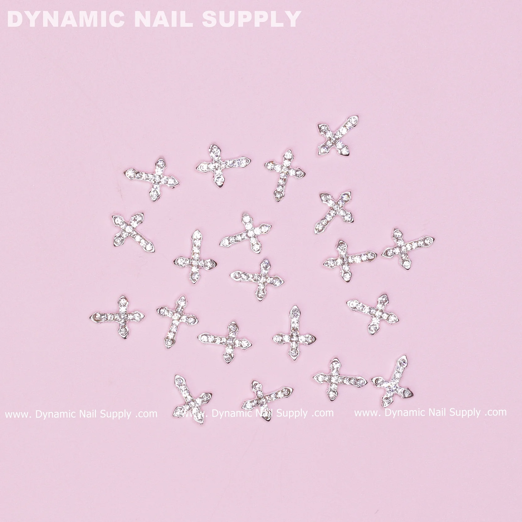 20 pcs Platinum Silver Crosses Charm (small with rhinestones) for Nails Art Design - Image 9