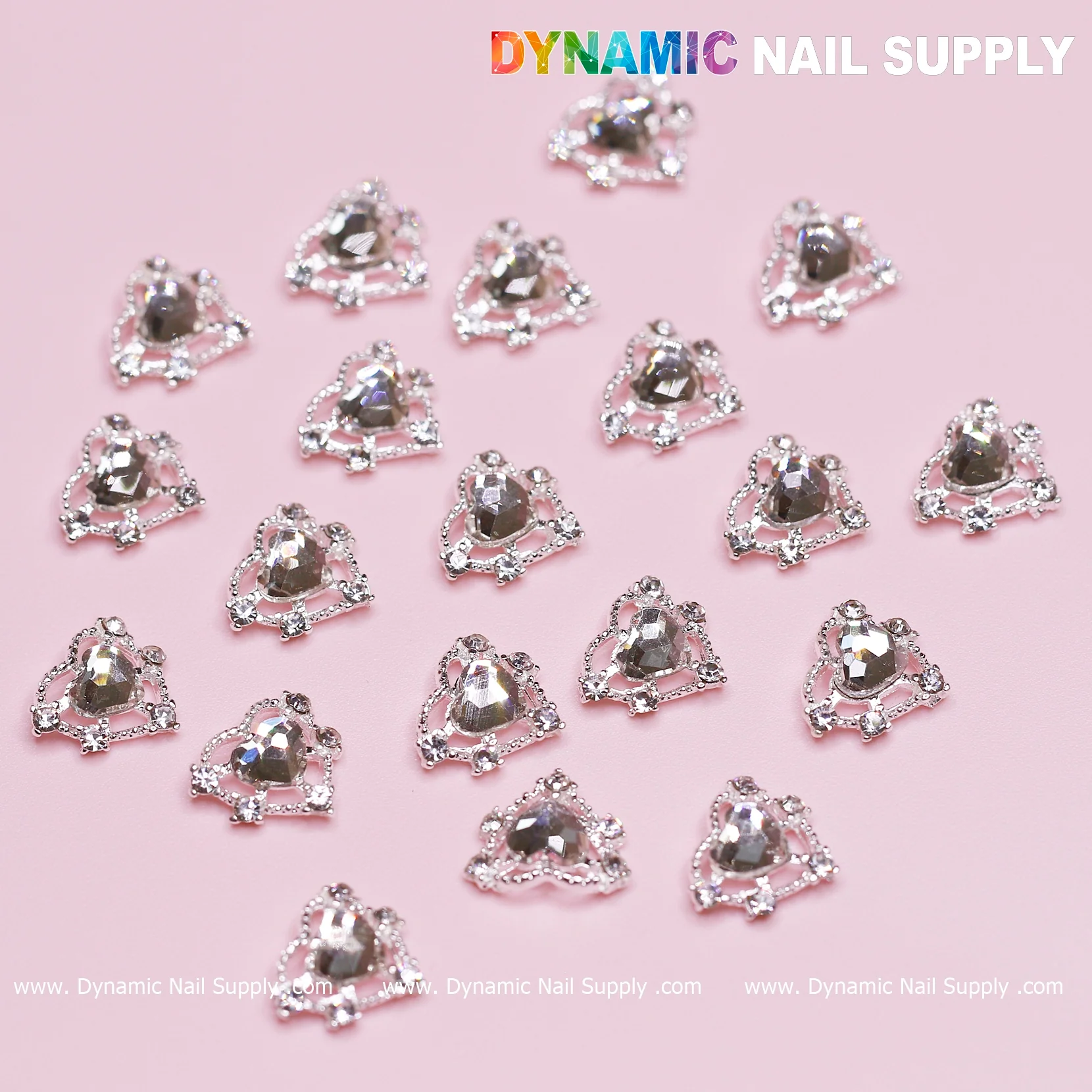 20 pcs Silver Heart Charm (Crystal heart Rhinestone) for Valentine Nails Design - Image 5