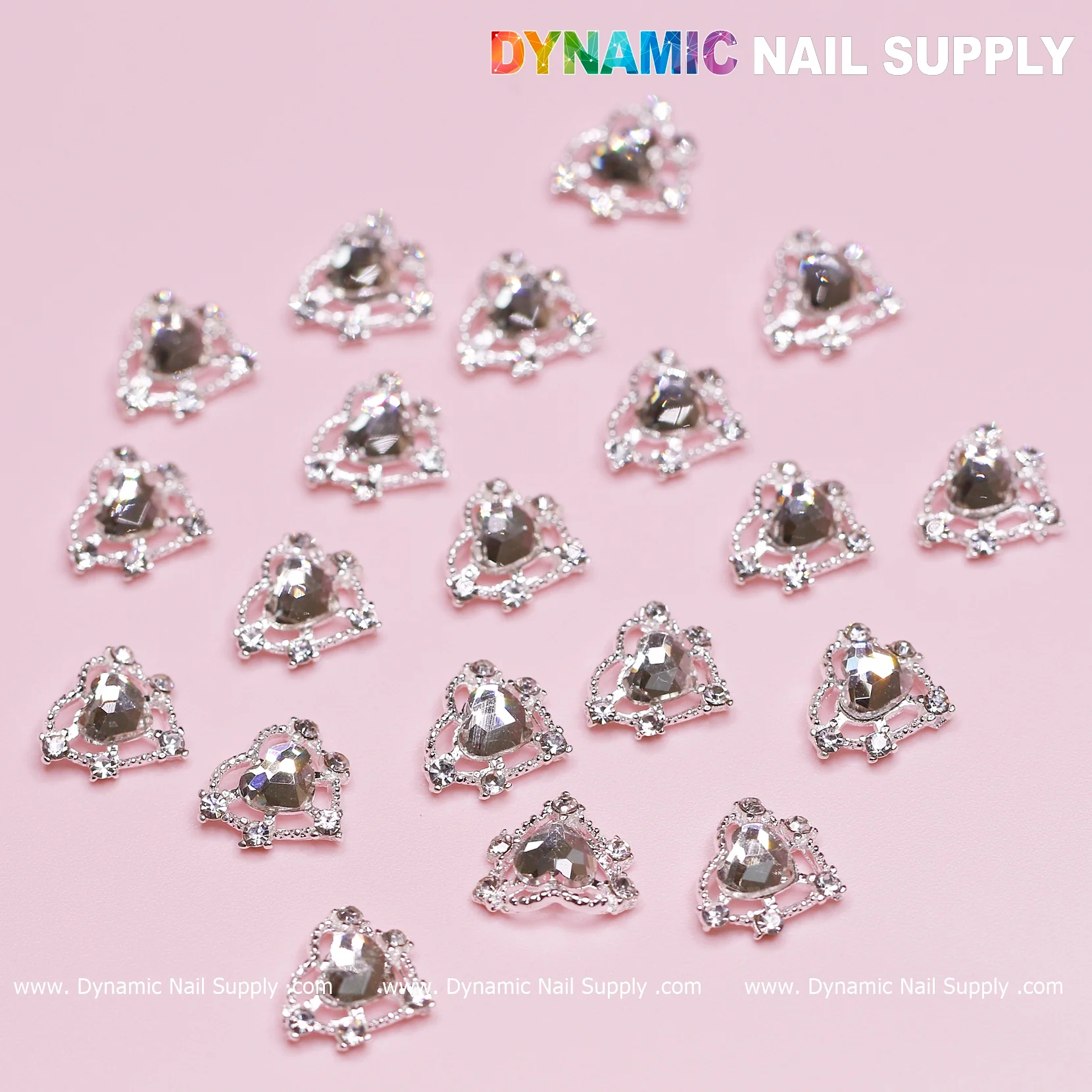 20 pcs Silver Heart Charm (Crystal heart Rhinestone) for Valentine Nails Design - Image 6