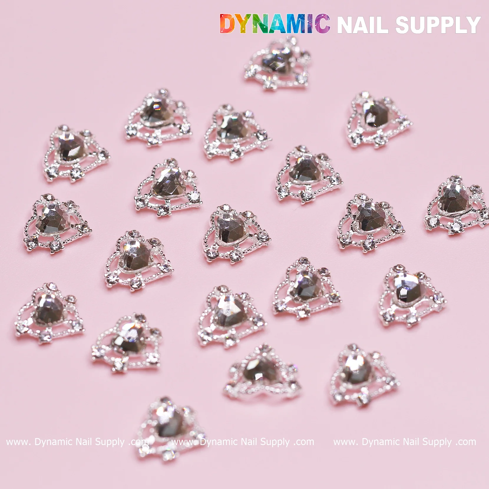20 pcs Silver Heart Charm (Crystal heart Rhinestone) for Valentine Nails Design - Image 8