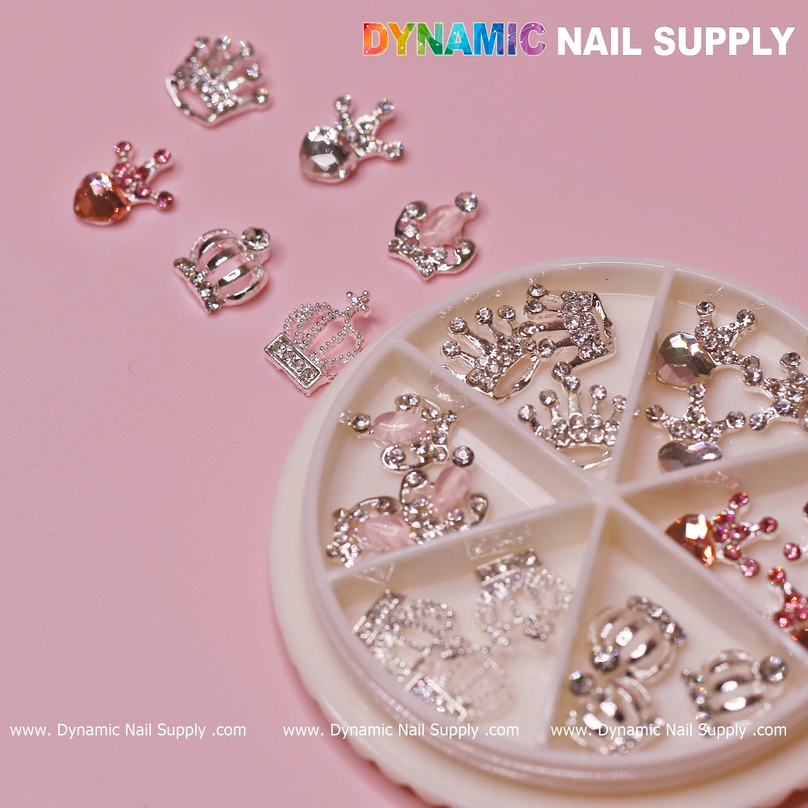 24 pcs Luxury 3D Crown Charms (Rhinestone engraved) for Valentines Nail Designs - Image 2