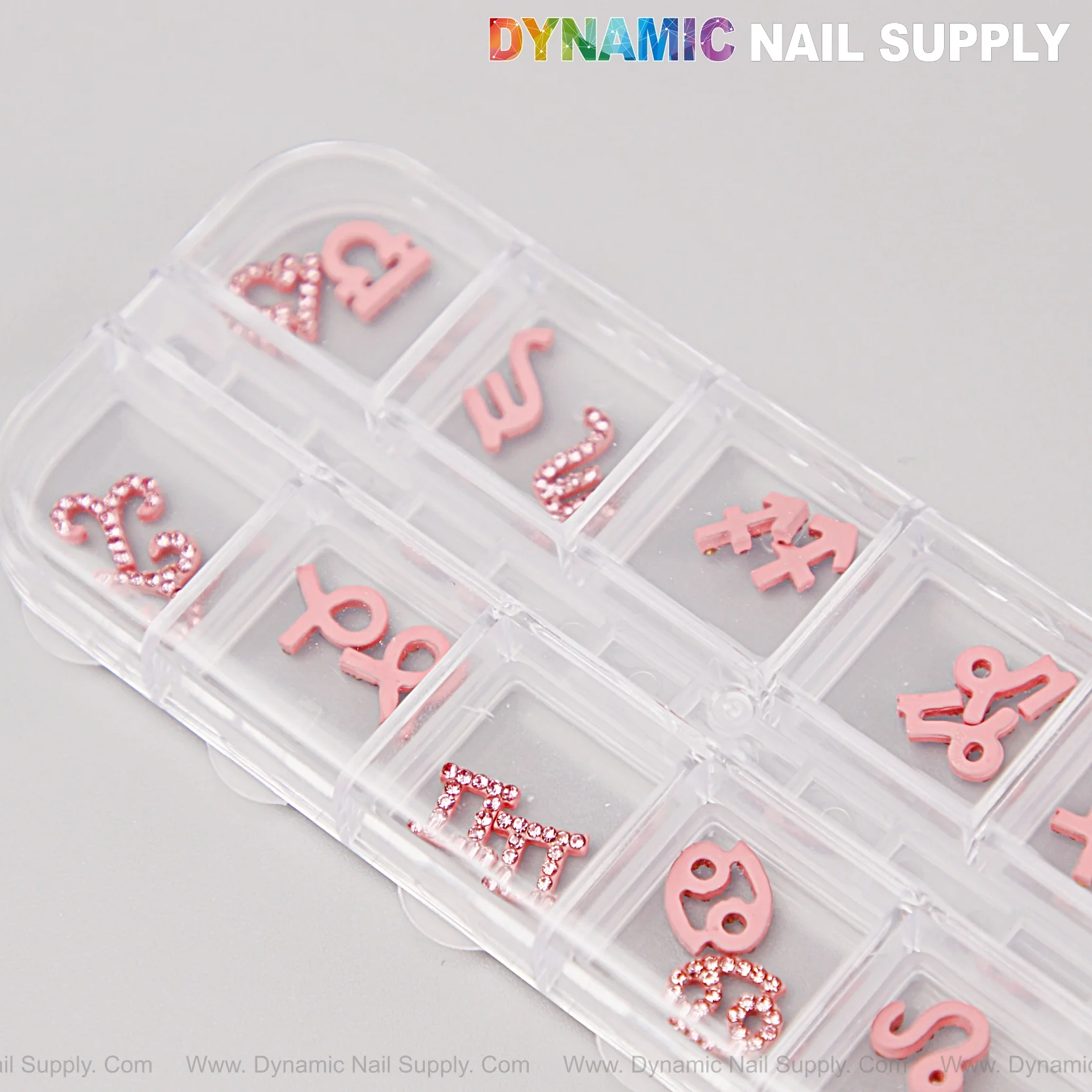 24 pcs Pink with Pink Rhinestone Zodiac Sign Charms Twelve Constellation Gems - Nail Art DIY Design Accessories - Image 2