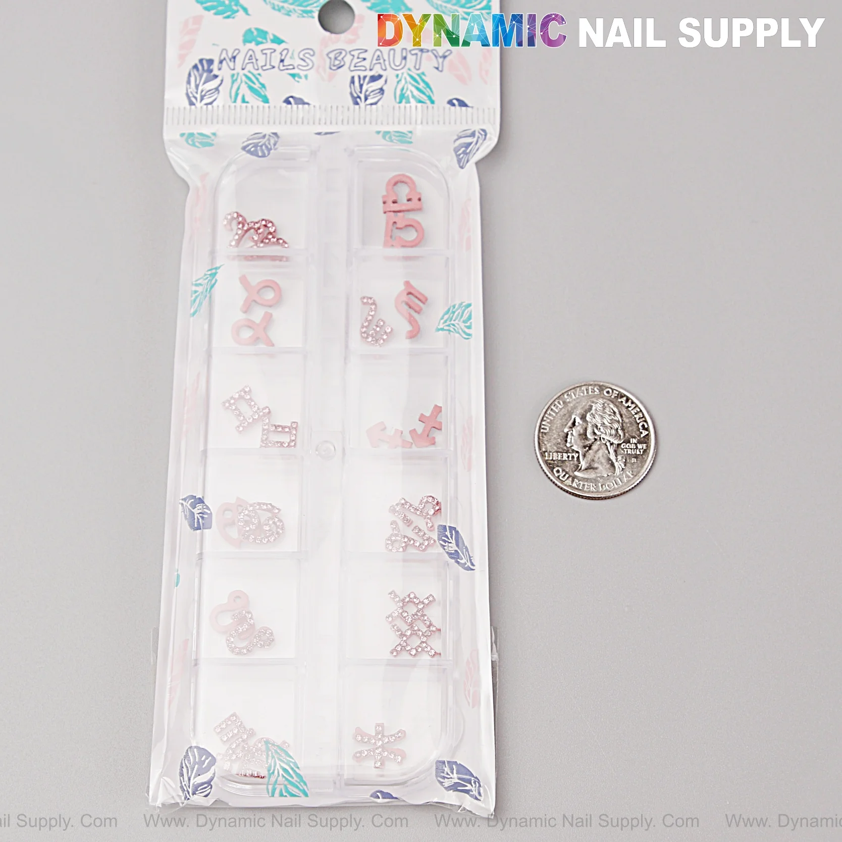 24 pcs Pink with Pink Rhinestone Zodiac Sign Charms Twelve Constellation Gems - Nail Art DIY Design Accessories - Image 5