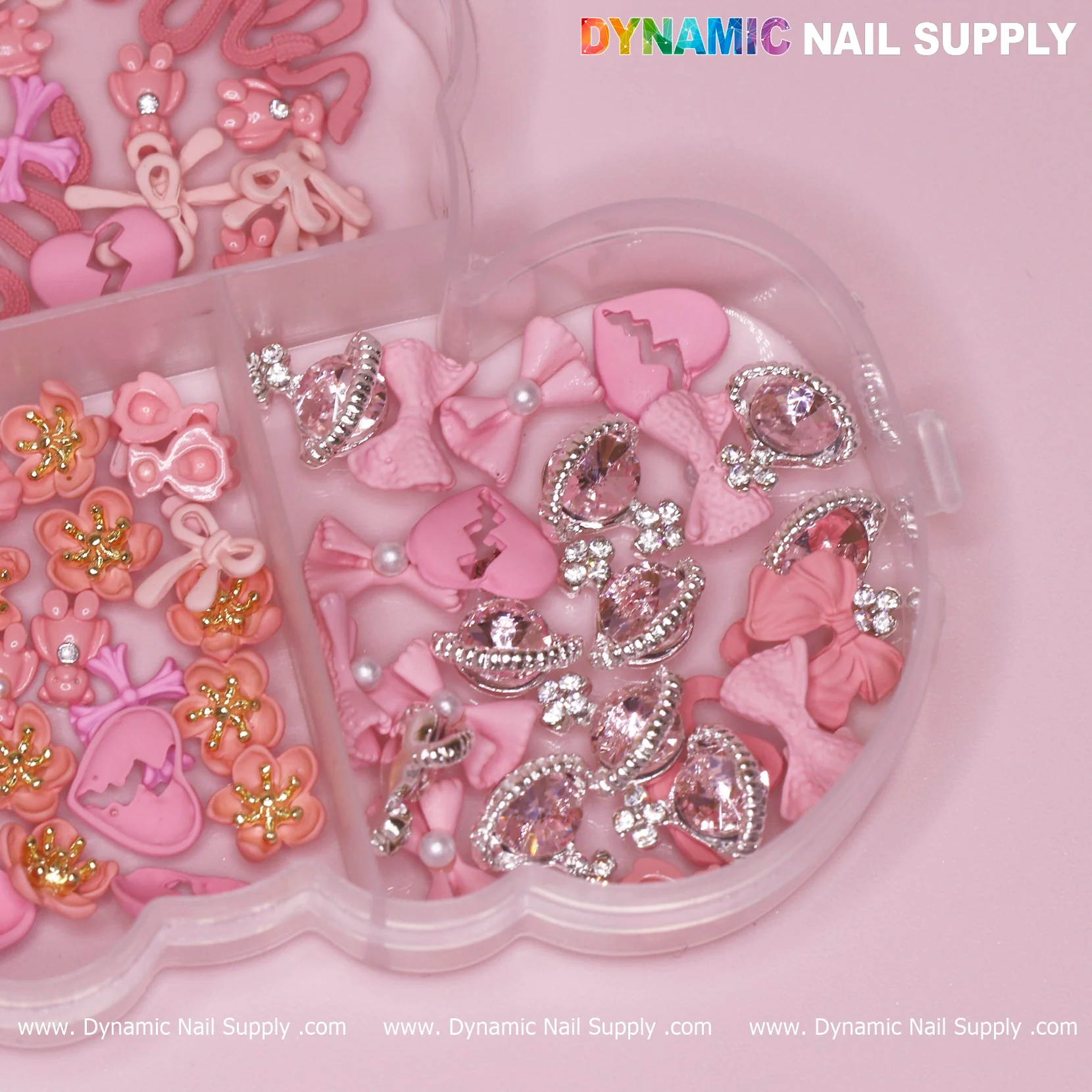 240 pcs Pink Multi-shapes Charms Rhinestones Pearl for Nails Art Design - Image 6