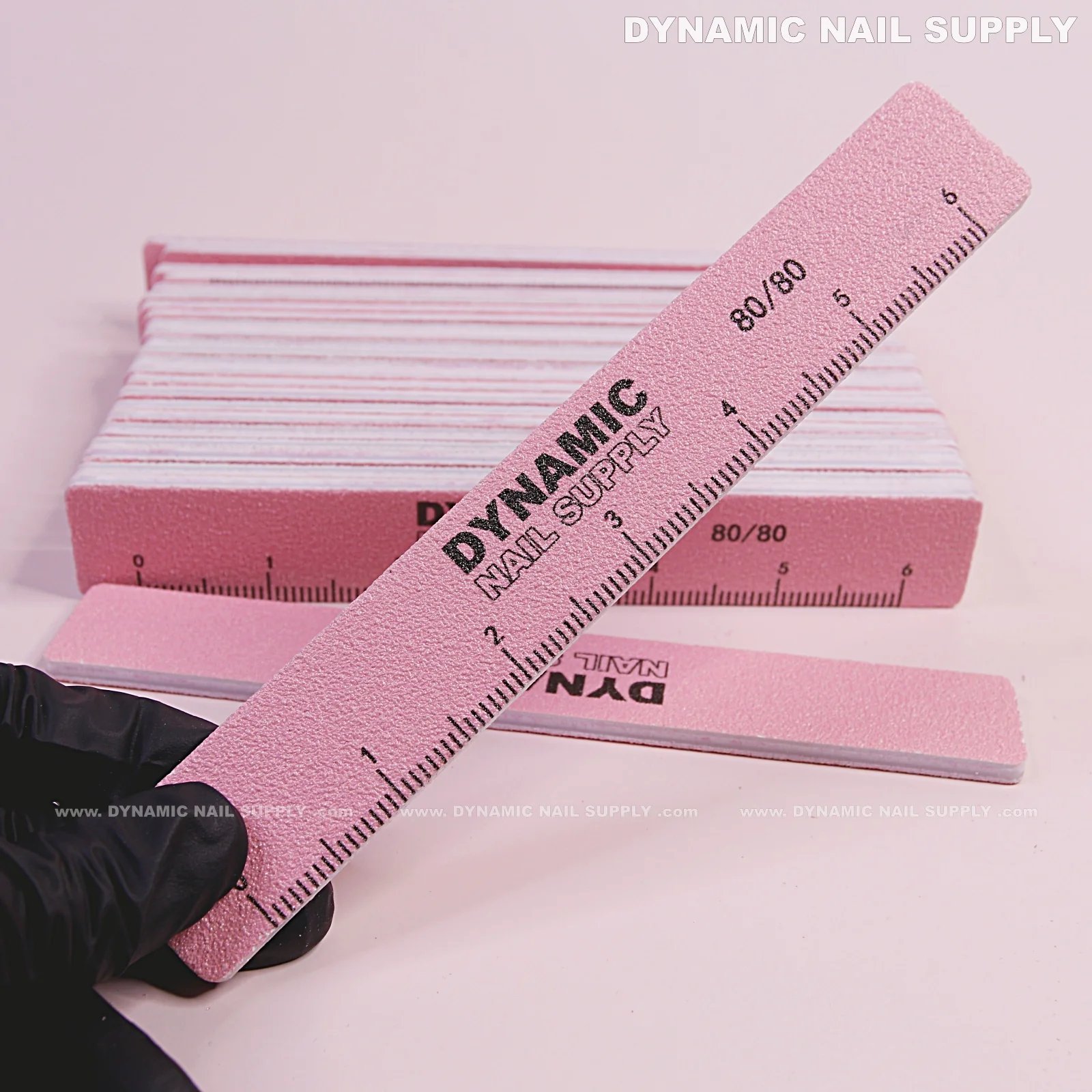 Square Nail files Grit 80/80 Coarse - Pack 25 - Pink - Double-side with Emery board - Image 2