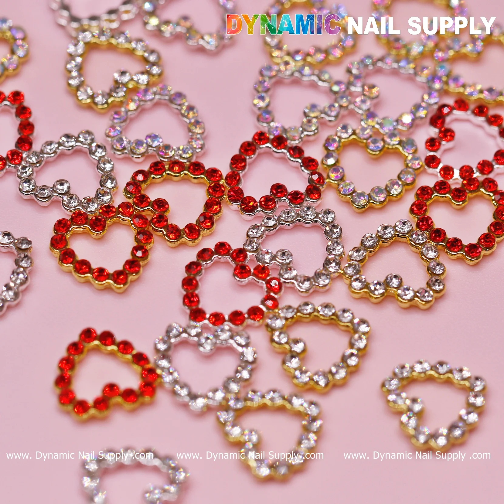 30 pcs Rhinestones Heart Charm for Nails Art Design (Rhinestones Border Edge, Open Heart) - Image 6