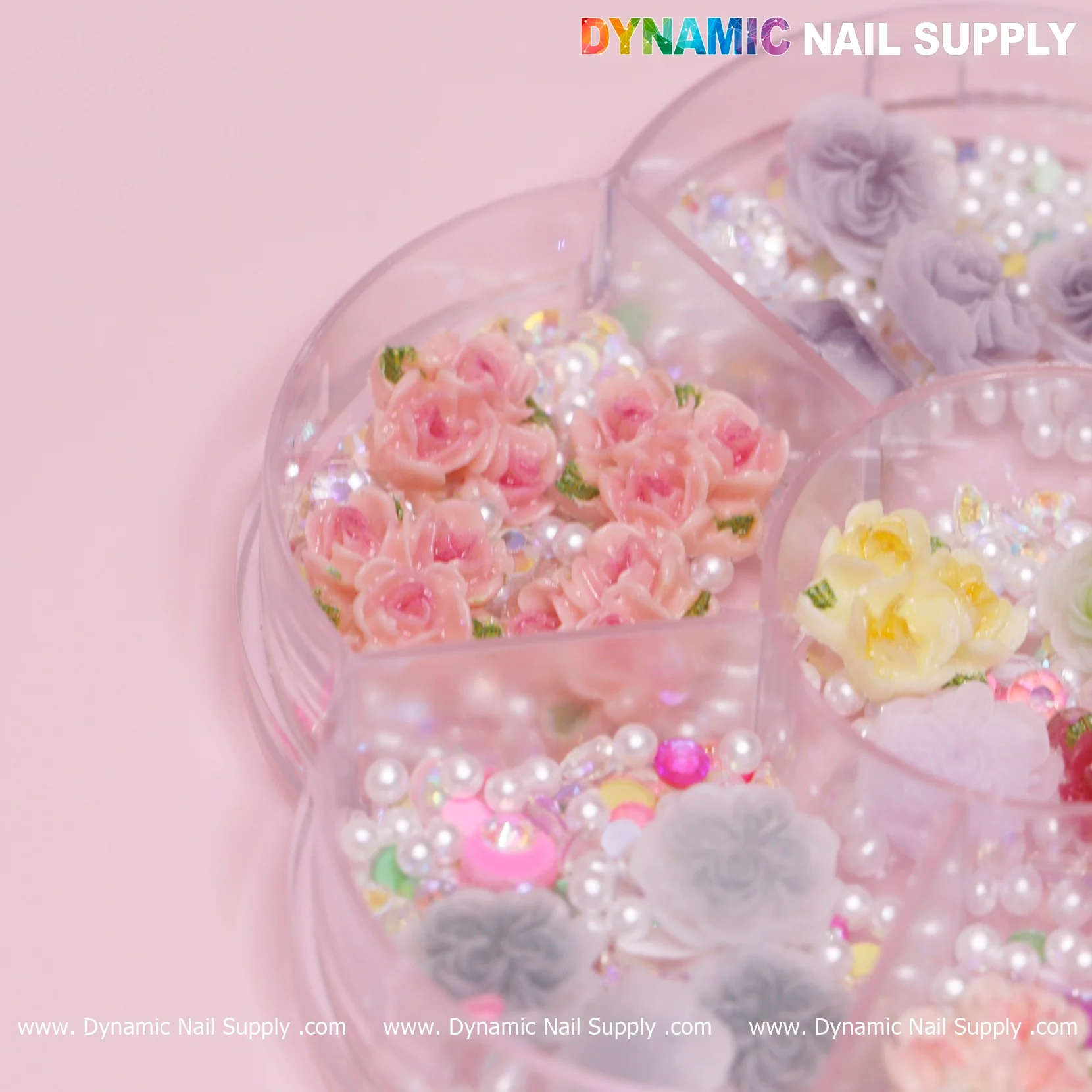 40 pcs White and Pink 3D 5D Rose Flower Charm with pearls Accessories for Valentine Nails Art Design - Image 19