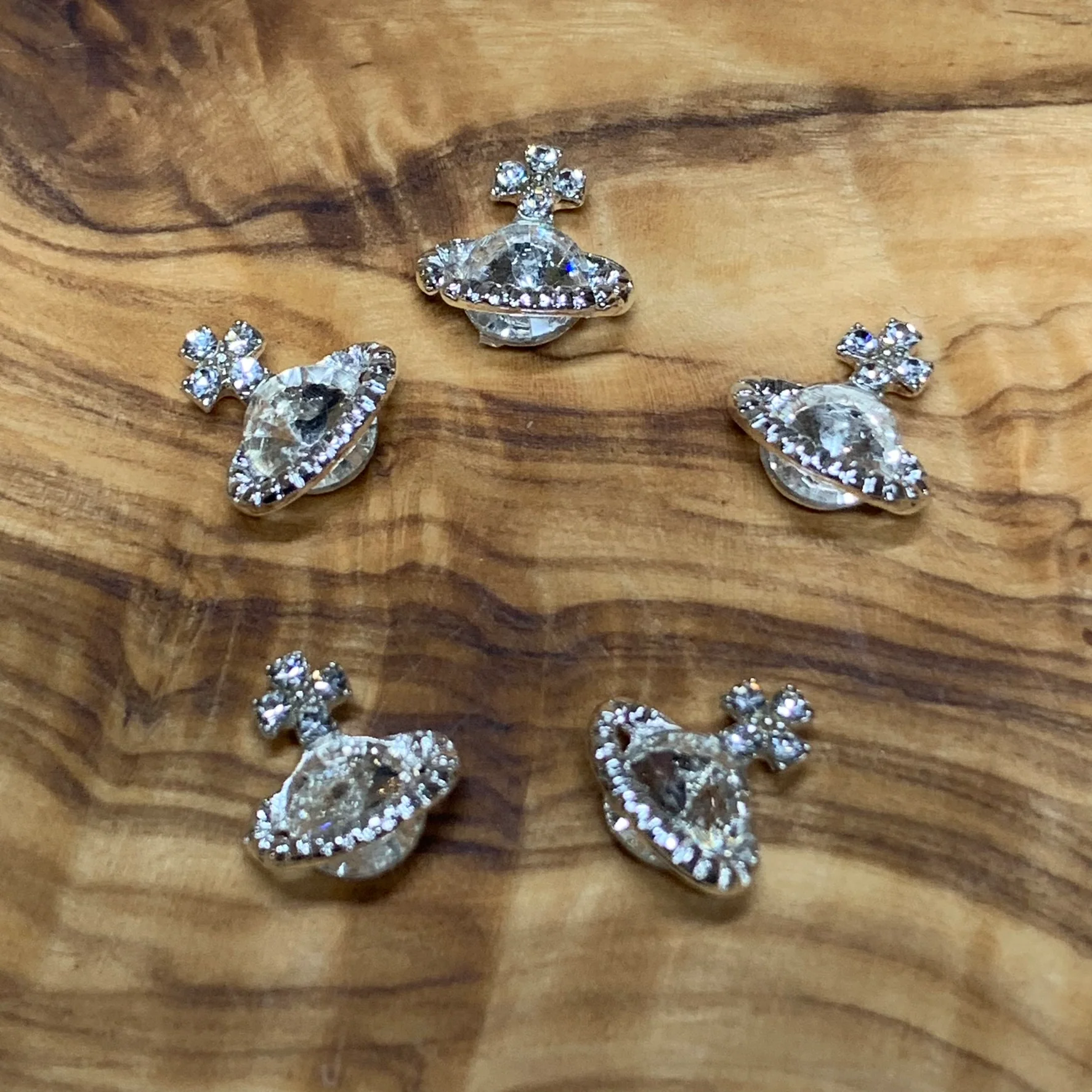 5 pcs Planet Charm for Nails art designer (Clear Crystal rhinestone engraved)