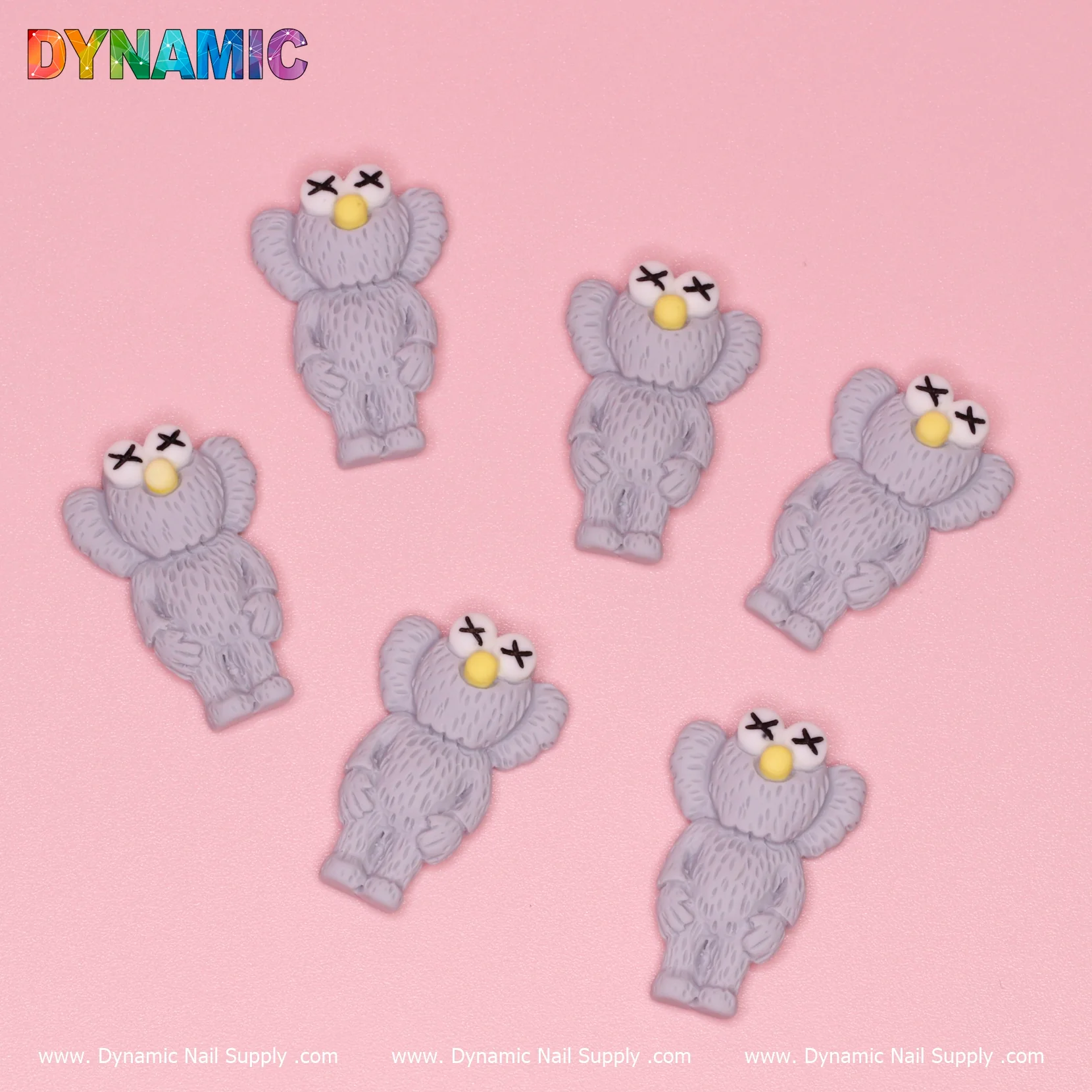 6 pcs KAWS Nail Designer Charms (Light Grey) - Image 2