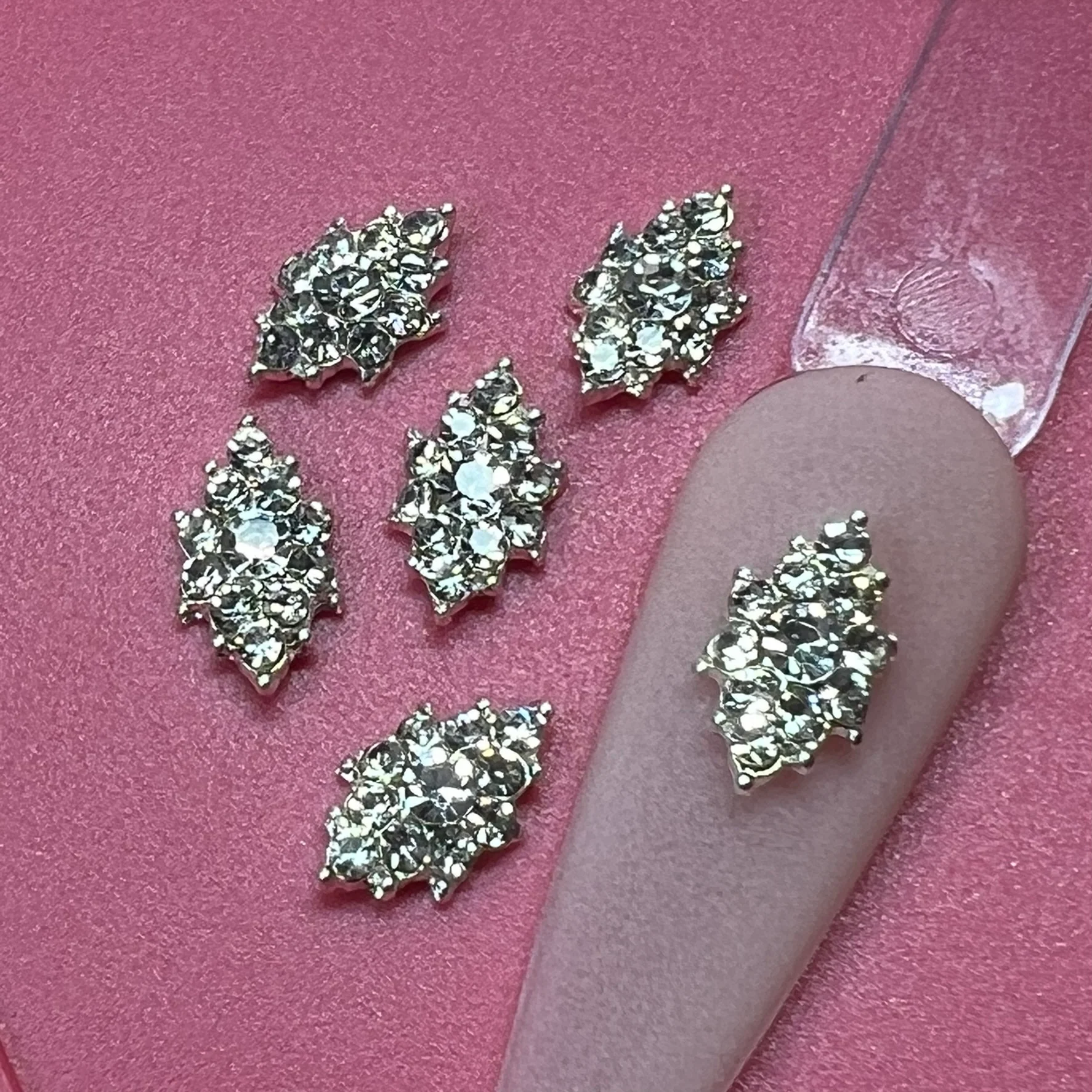 6 pcs Rhombus shape Charm for Nails Art Design (Rhinestones Engraved) - Image 2
