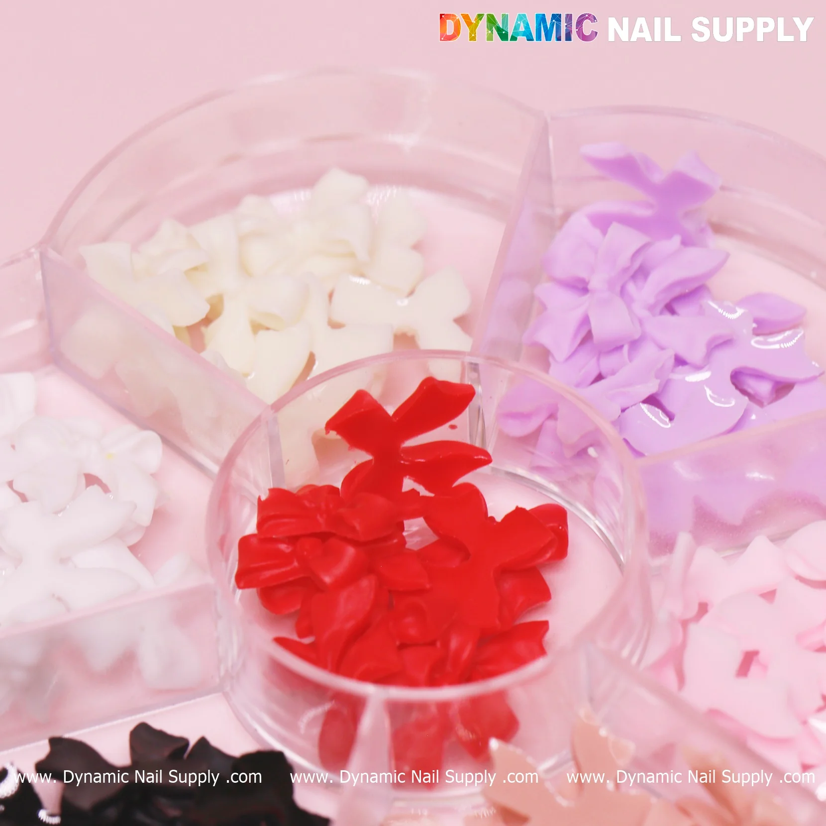 70 pcs Mix-Colors Resin Bows Charm (white, red, pink) for Nails Art Design - Image 6