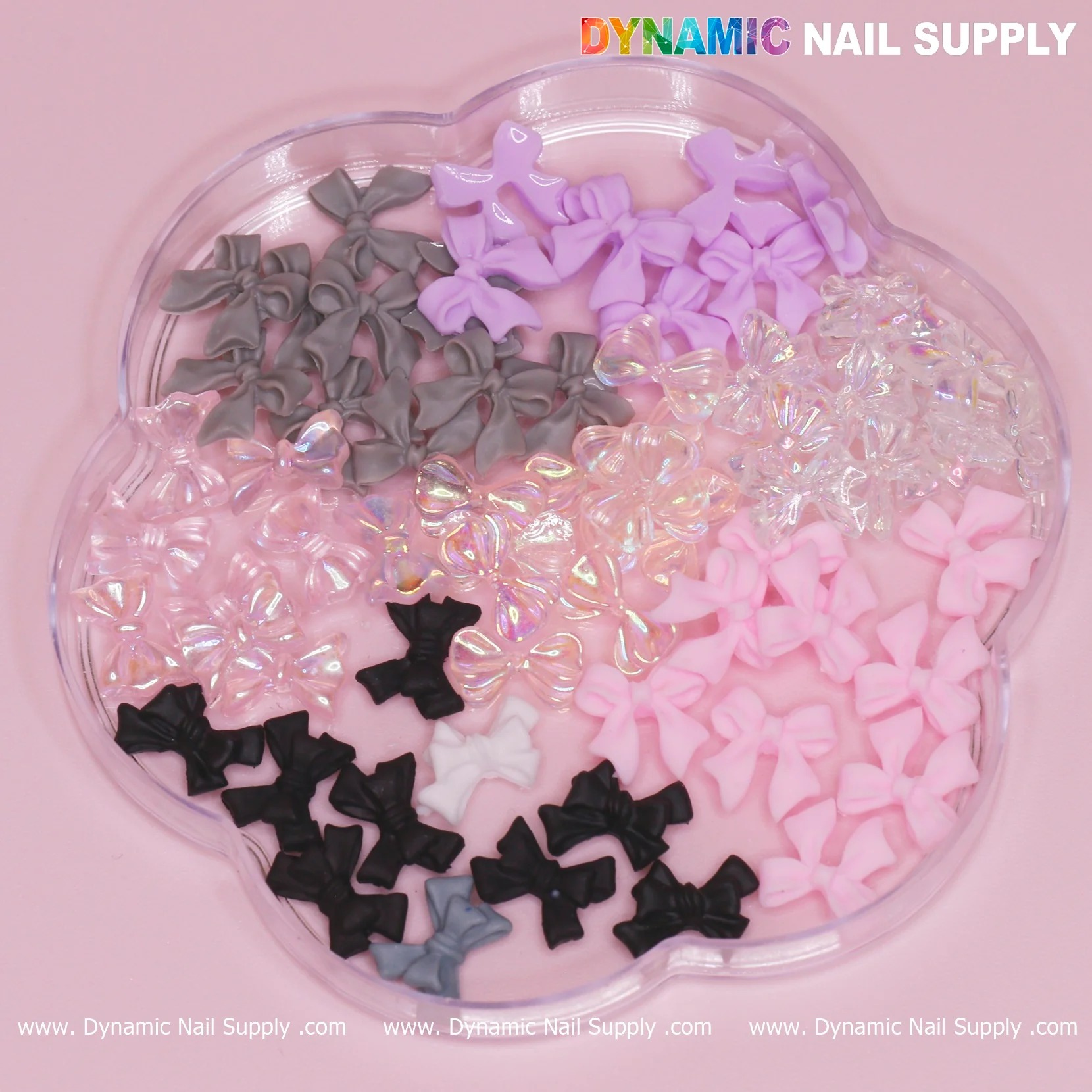 70 pcs Mixed Colors Resin Bows Charm (pink , black, iridescent) for Nails Art Design - Image 2