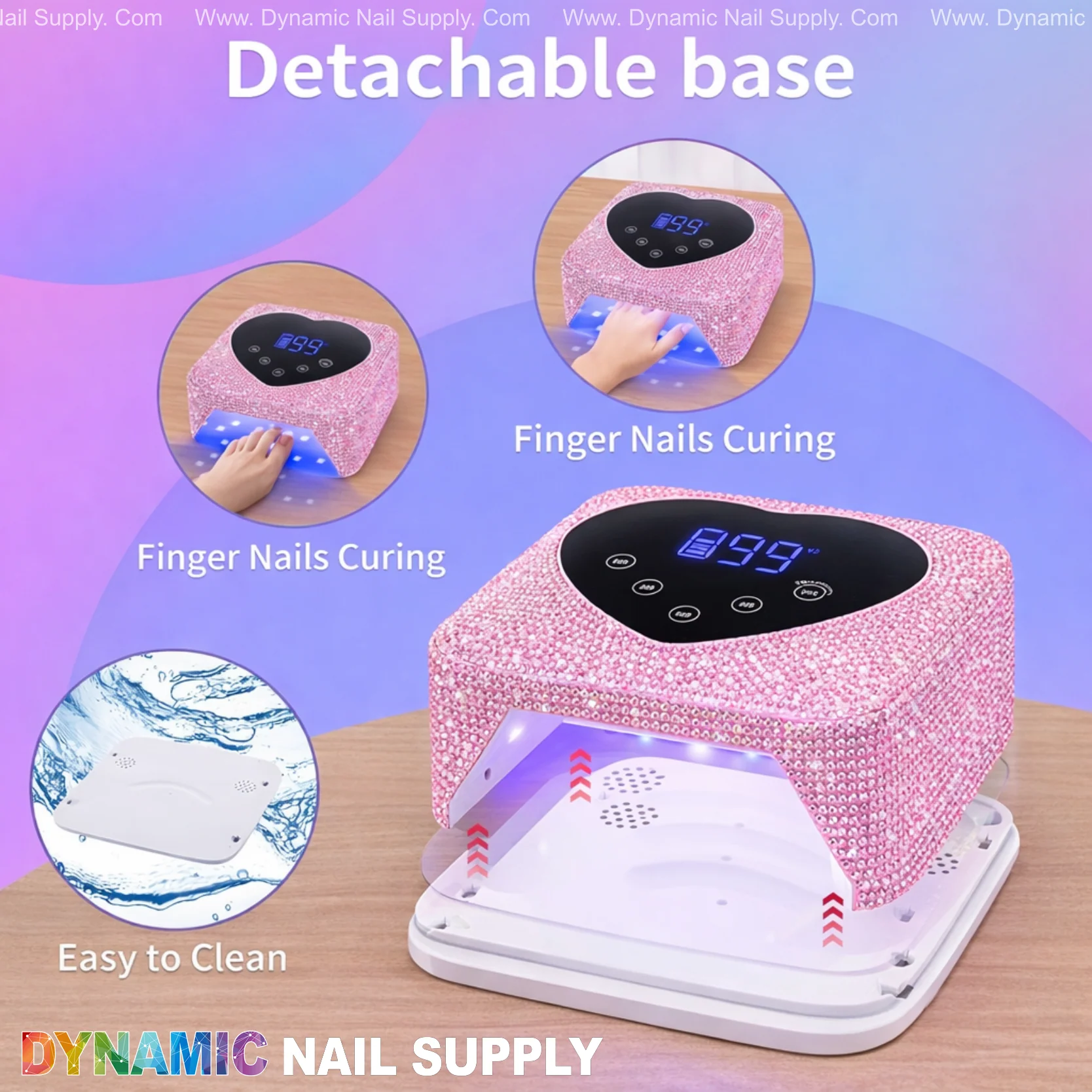 [Black Small Rhinestone] UV/ LED Cordless 72W Rechargeable Lamp Heart Shape with Heart Shape Display - Auto Sensor with 5 Timer Settings - Image 10