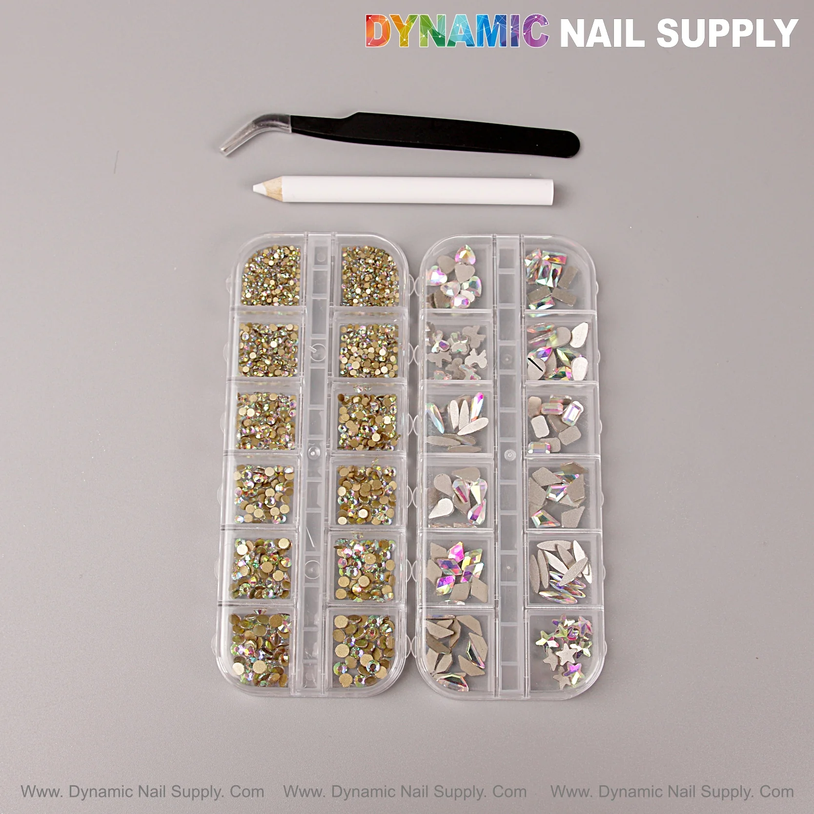 [AB] Multi Shape Size Nail Crystal Gem Rhinestone Set - Flat Back, with Kit - Mixed Round and Different Shapes - Image 10
