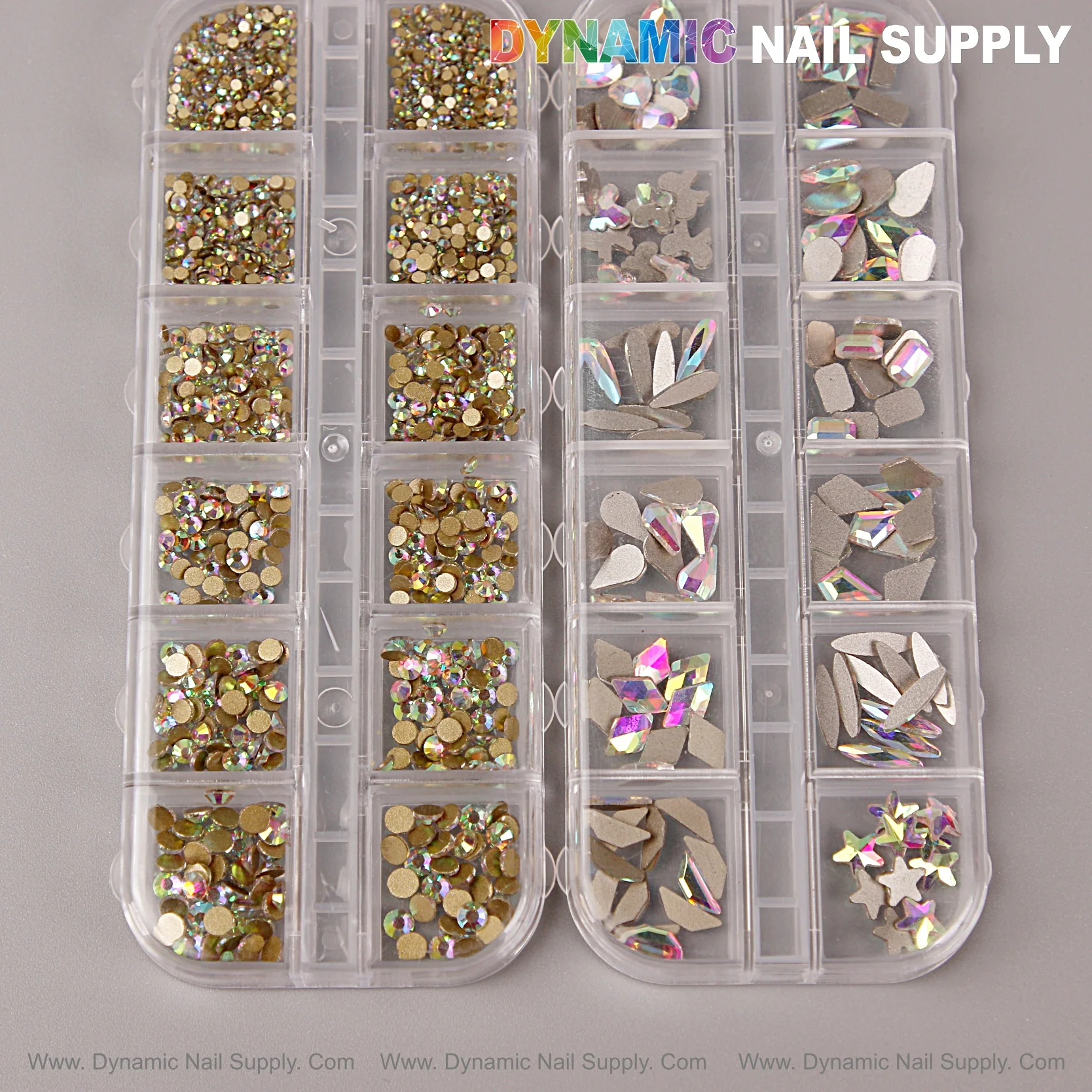 [AB] Multi Shape Size Nail Crystal Gem Rhinestone Set - Flat Back, with Kit - Mixed Round and Different Shapes - Image 7