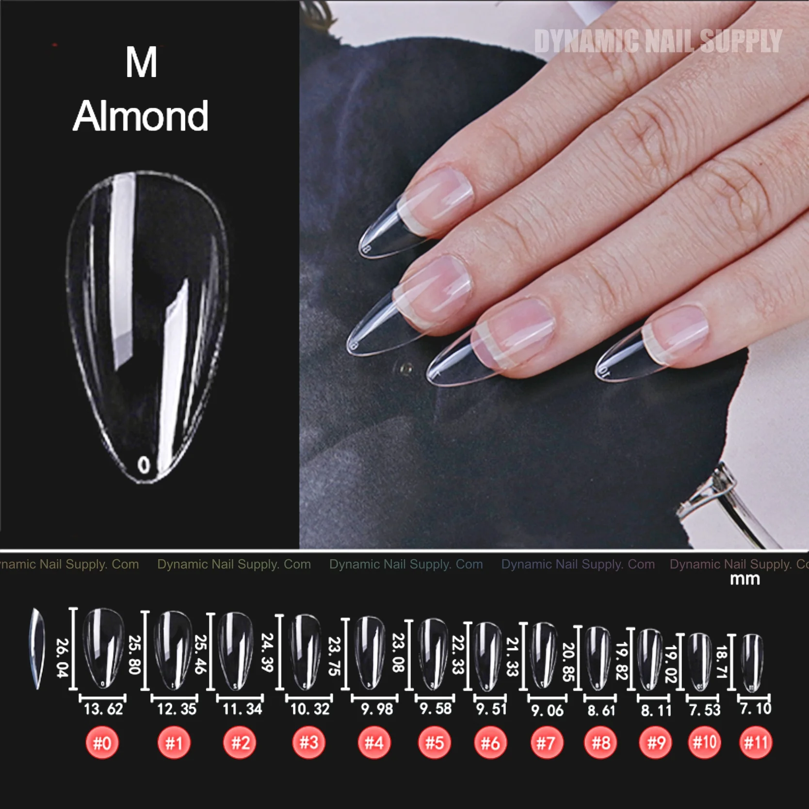 [Almond M] Full Cover Tips - Soft Gel X tips - 600 pcs - Medium Long - 10 sizes - Image 2