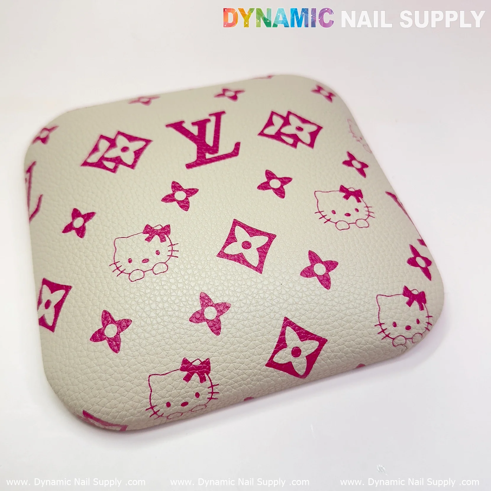 (Beige LV Kitty Grain) Leather Elbow Cushion Pad Arm Rest Support for Manicure Nail Desk - Image 6