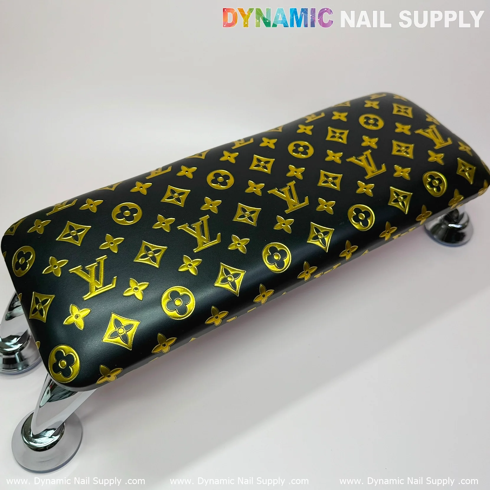(Black Gold LV Pattern) Leather Cushion Armrest with Pillow for Manicure Pedicure (Reposabrazos Para Manicura) - Image 6