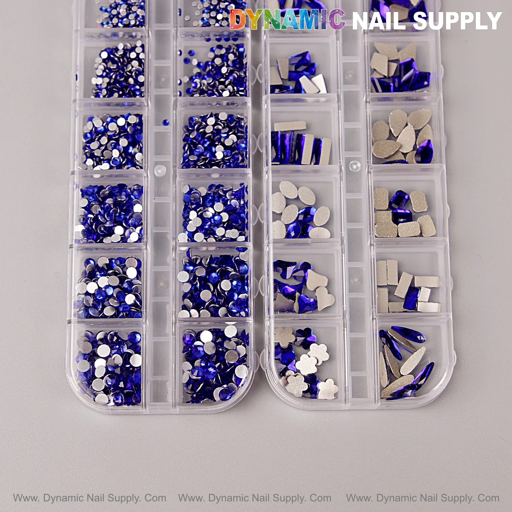 [Blue] Multi Shape Size Nail Crystal Gem Rhinestone Set - Flat Back, with Kit - Mixed Round and Different Shapes - Image 5